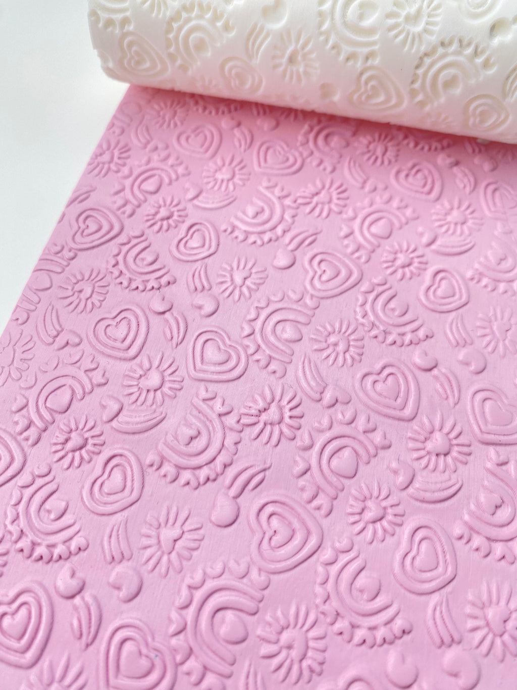 Heart Clay Texture Roller, Cute Valentine's Day pottery stamps, Boho ceramic hands roller for poymer clay DIY crafts