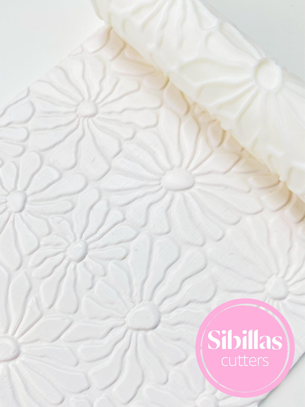 Floral Clay Texture Roller: Groovy Boho Embossed Stamp