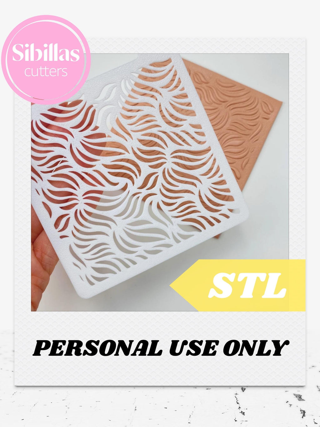 Abstract floral polymer clay stencil STL: Leaf Texture for clay Jewelry and DIY projects (Digital Download)