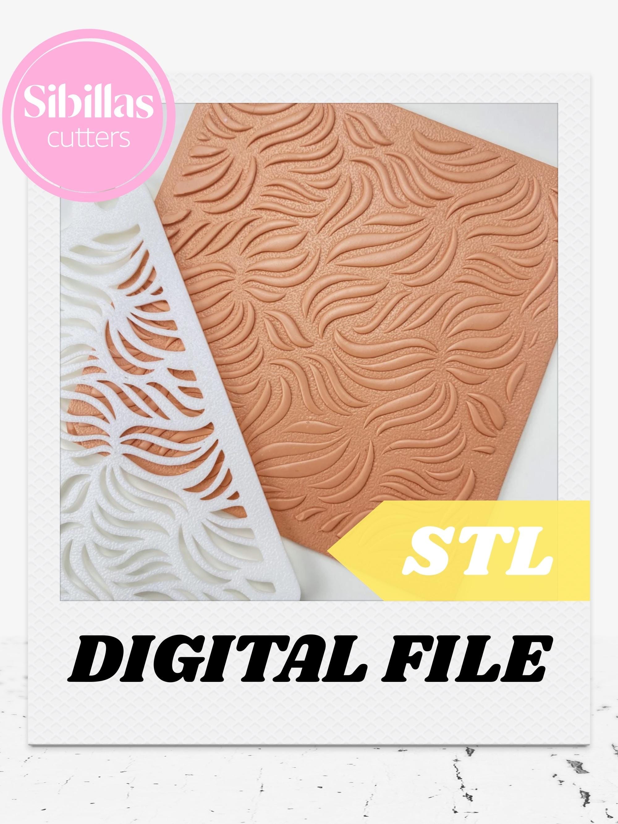 Abstract floral polymer clay stencil STL: Leaf Texture for clay Jewelry and DIY projects (Digital Download)