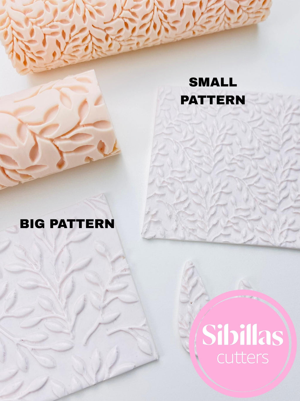 Olive Leaves Polymer Clay Texture Roller – Olive Branch Pattern Clay Embossing Tool for Crafting & DIY Projects