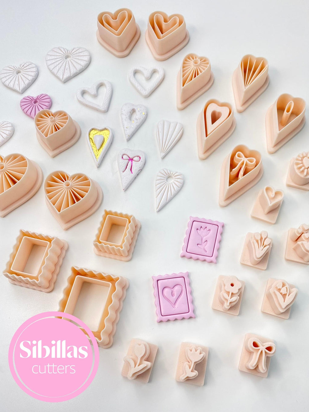 Skinny heart cutter mirrored Set: Valentine day clay cutter with sharp tapered edges