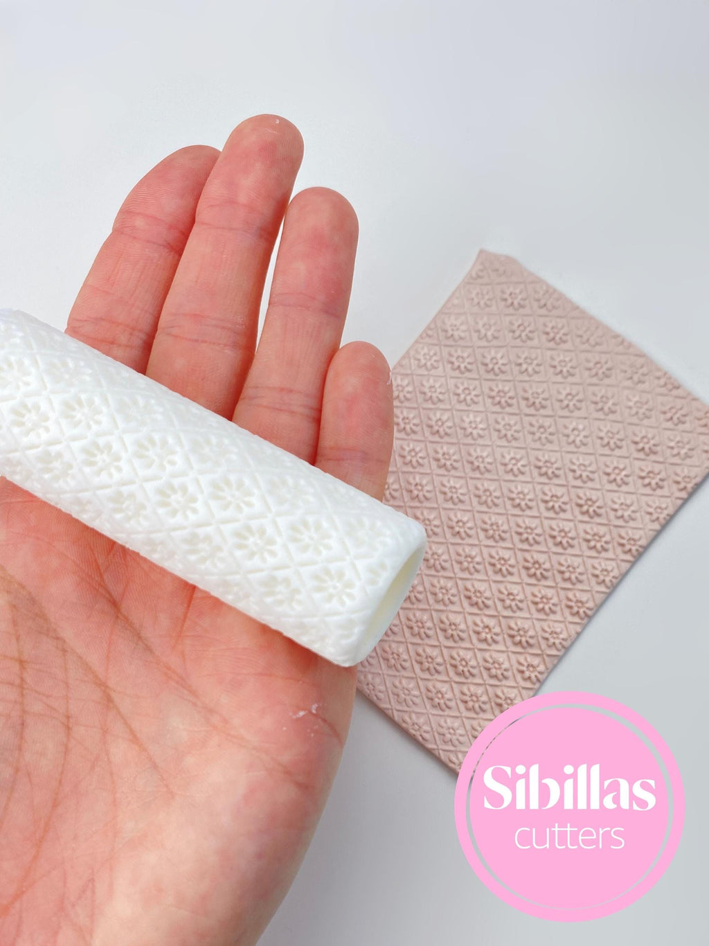 Floral clay texture roller: flower texture rolling pin