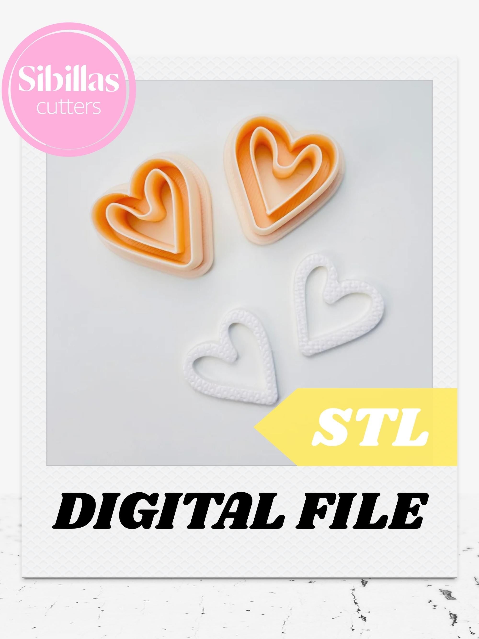 Heart outline clay cutter Set STL file: coquette cutter with sharp tapered edges