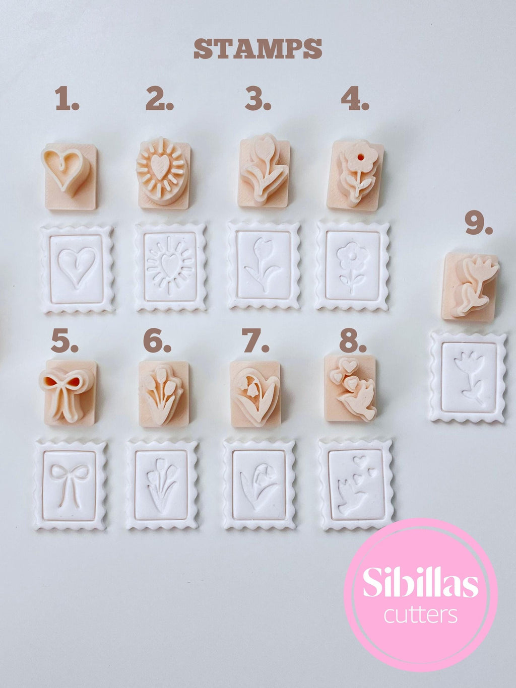 Postage stamp cutter, Boho clay stamp with sharp tapered edges
