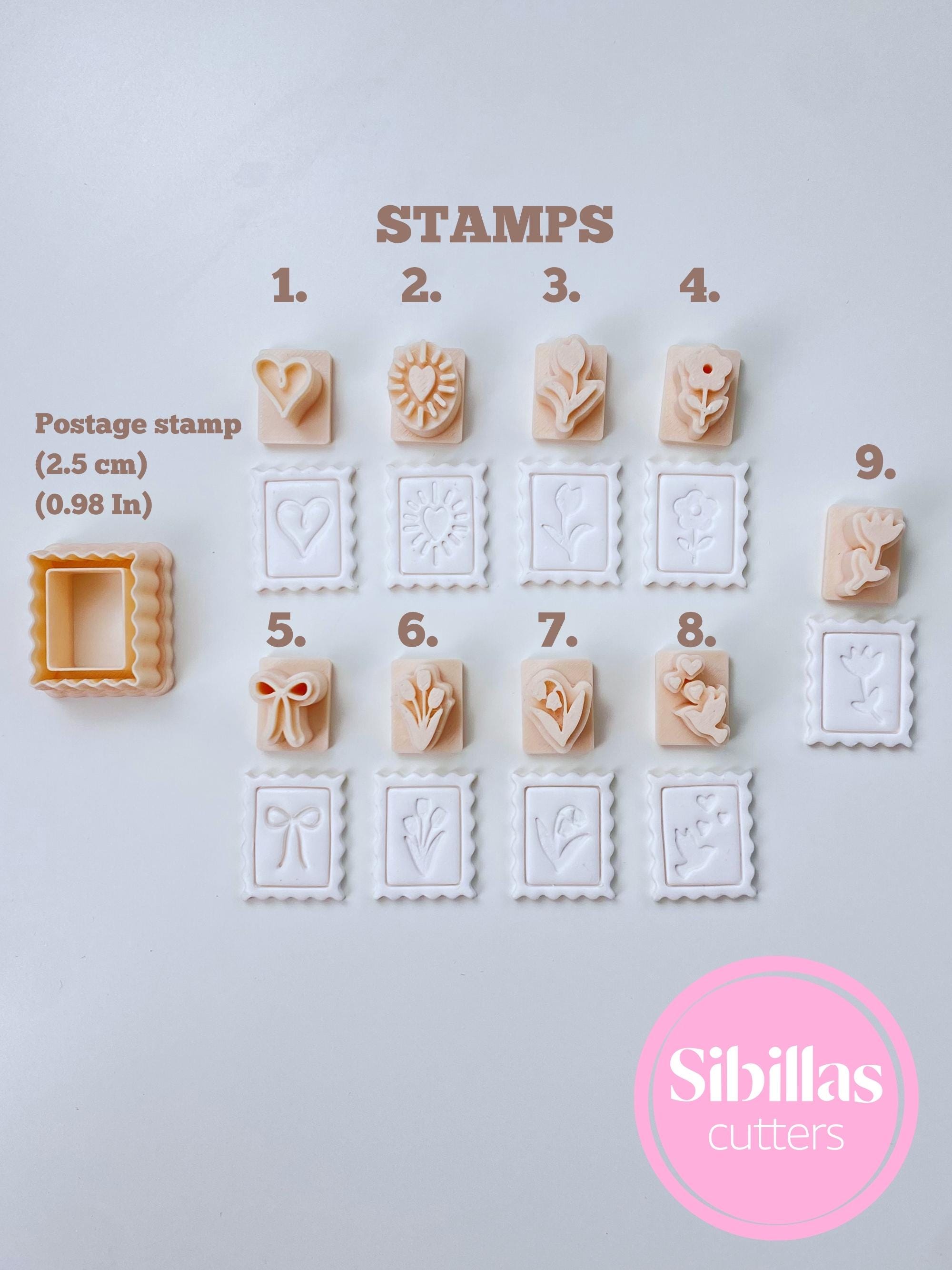 Postage stamp cutter, Boho clay stamp with sharp tapered edges