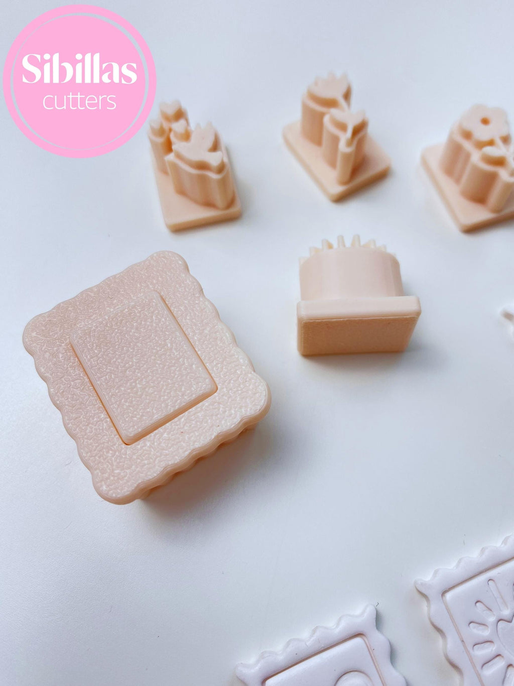 Postage stamp cutter, Boho clay stamp with sharp tapered edges