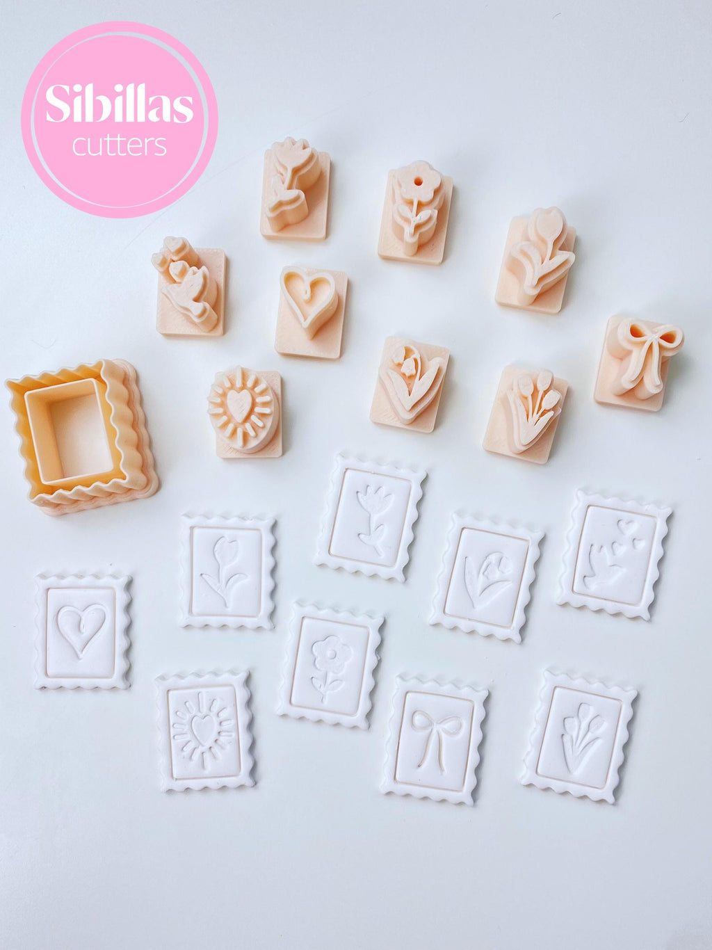 Postage stamp cutter, Boho clay stamp with sharp tapered edges