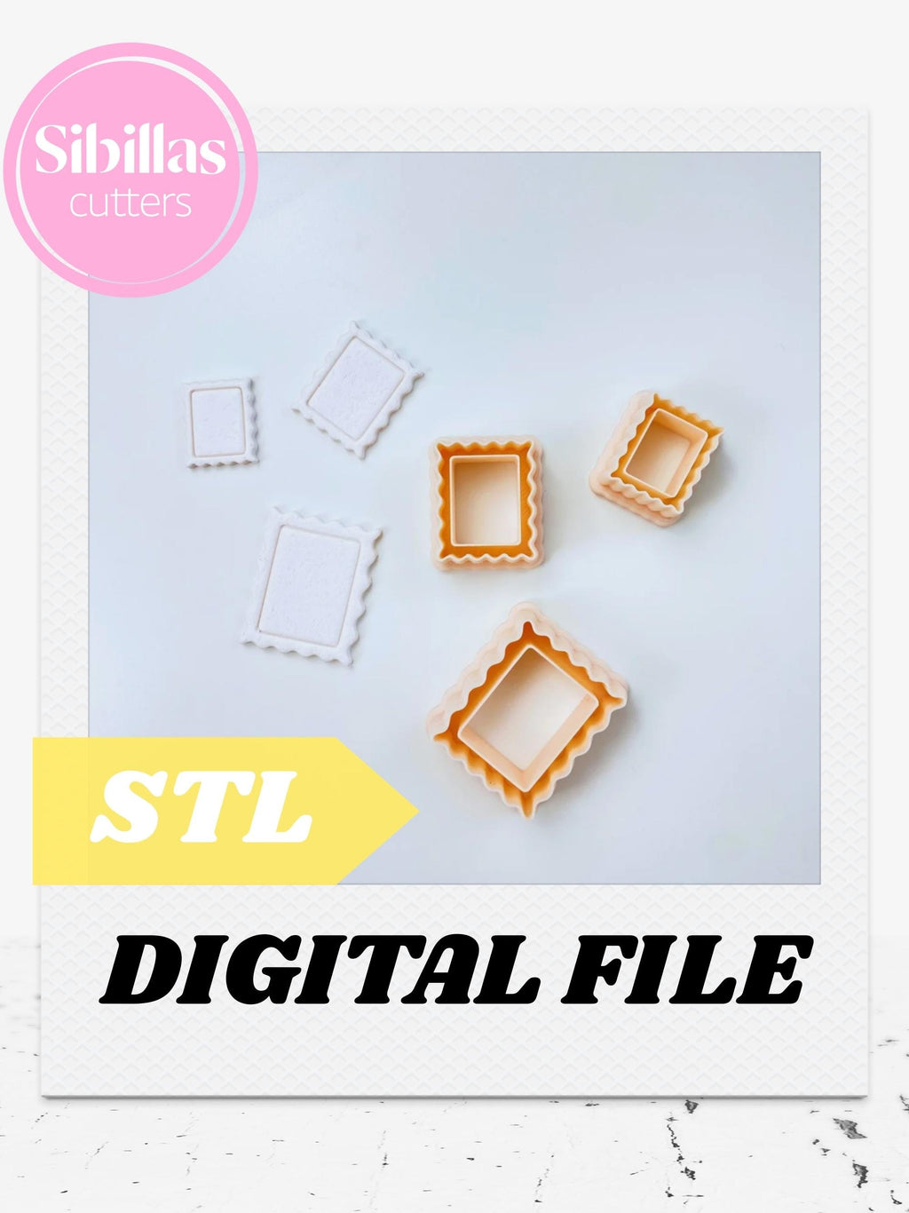 Postage stamp cutter STL file: Valentine's Day polymer clay earrings tool with tapered edges