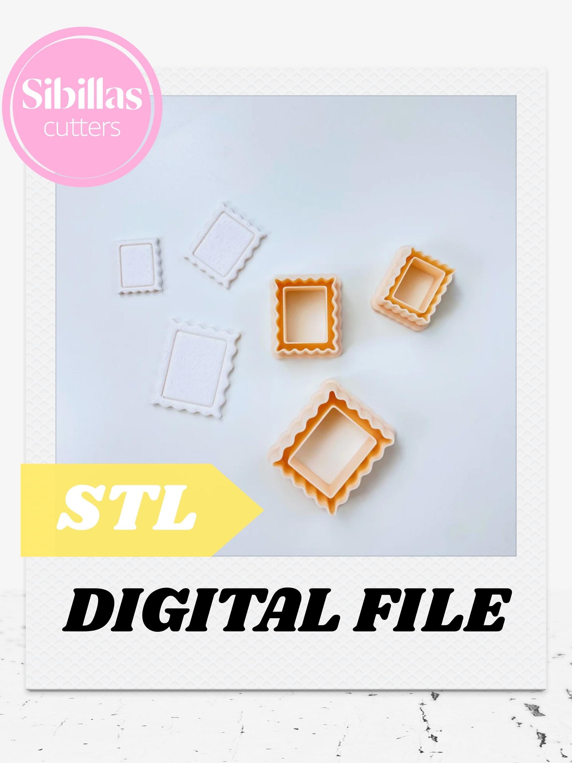 Postage stamp cutter STL file: Valentine's Day polymer clay earrings tool with tapered edges