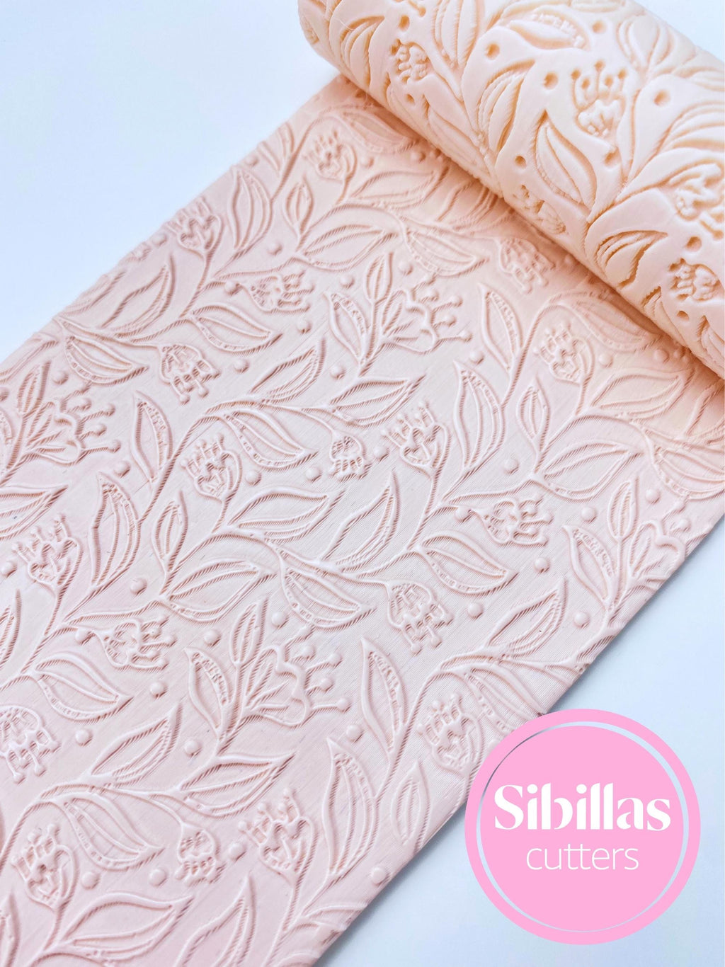 Floral clay texture roller: meadow flowers clay stamp (80mm x 25mm)