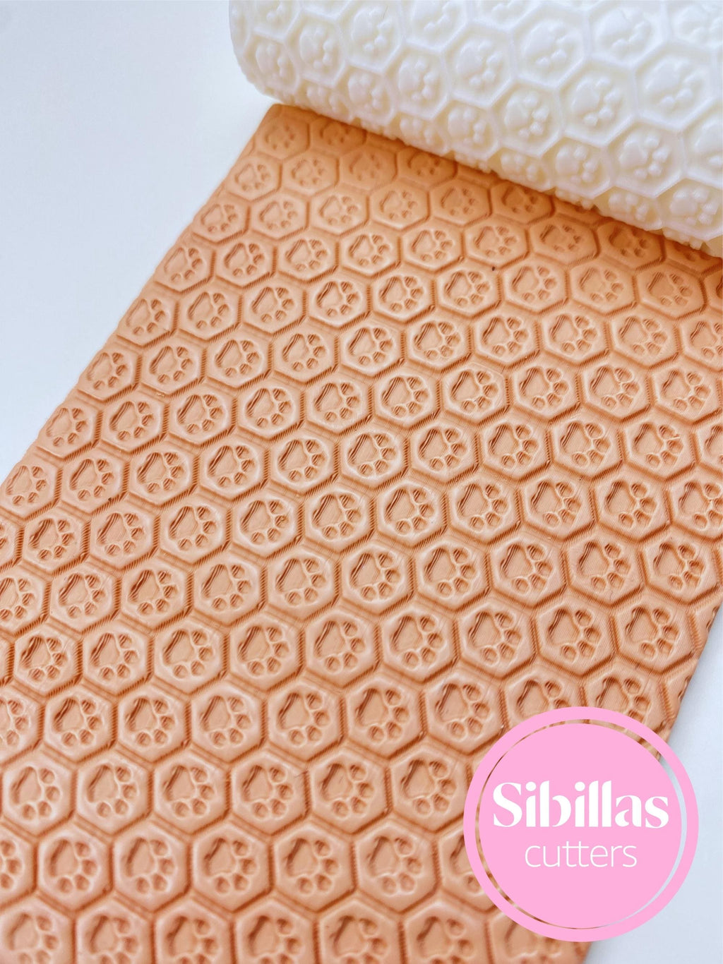 Paw print clay stamp: Animal texture roller for polymer clay and ceramic