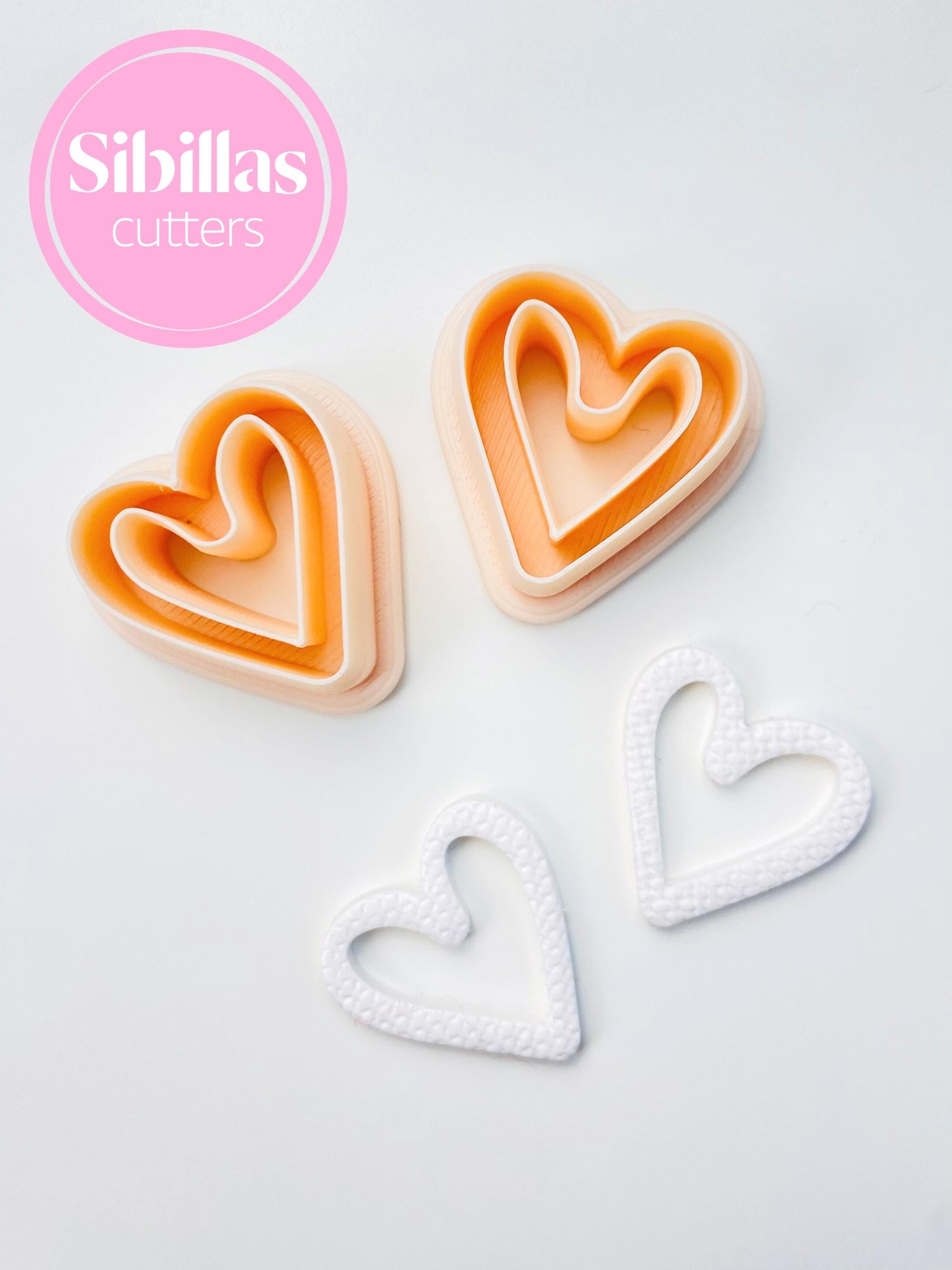Skinny heart cutter mirrored Set: Valentine day clay cutter with sharp tapered edges