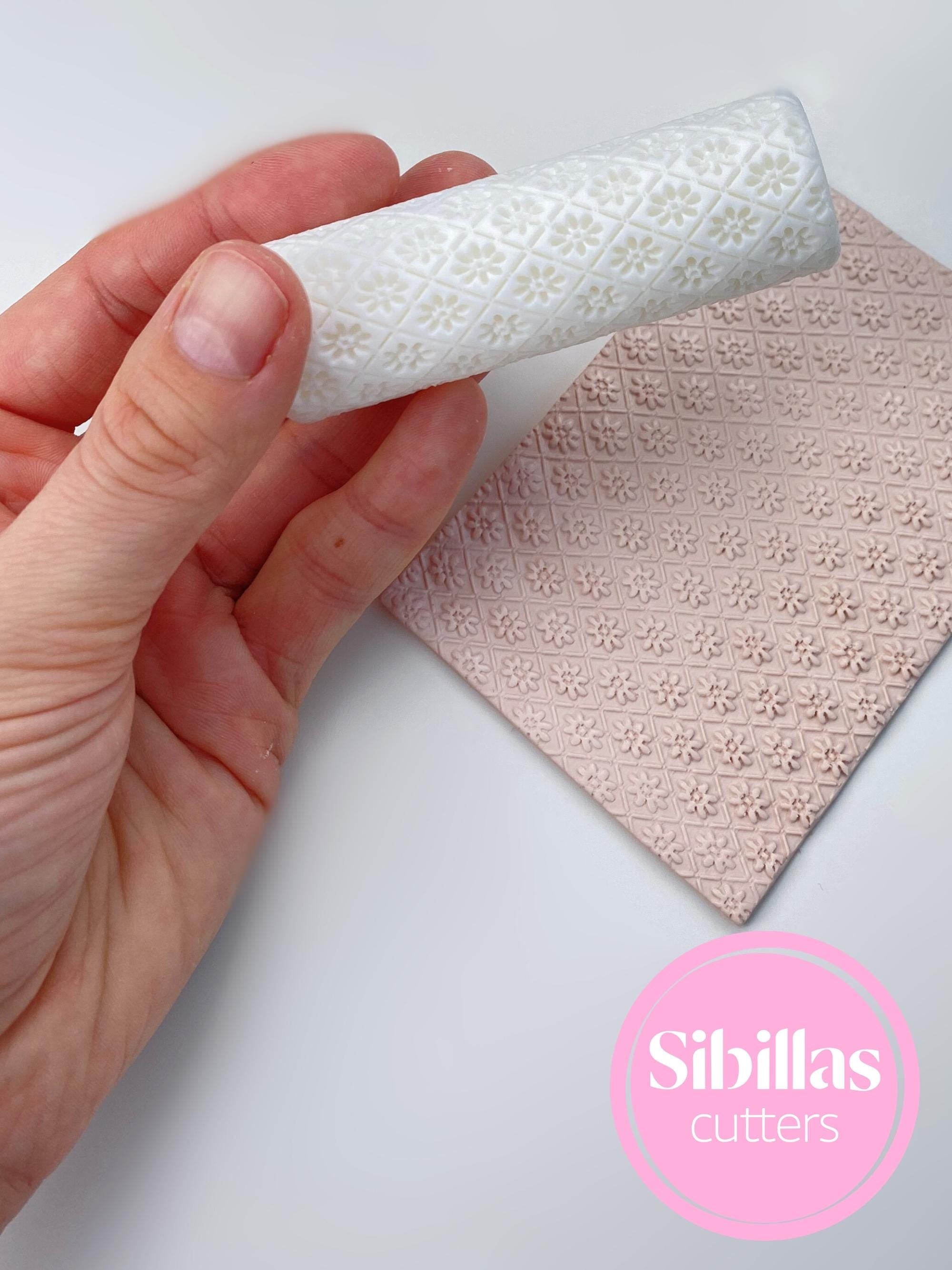 Floral clay texture roller: flower texture rolling pin