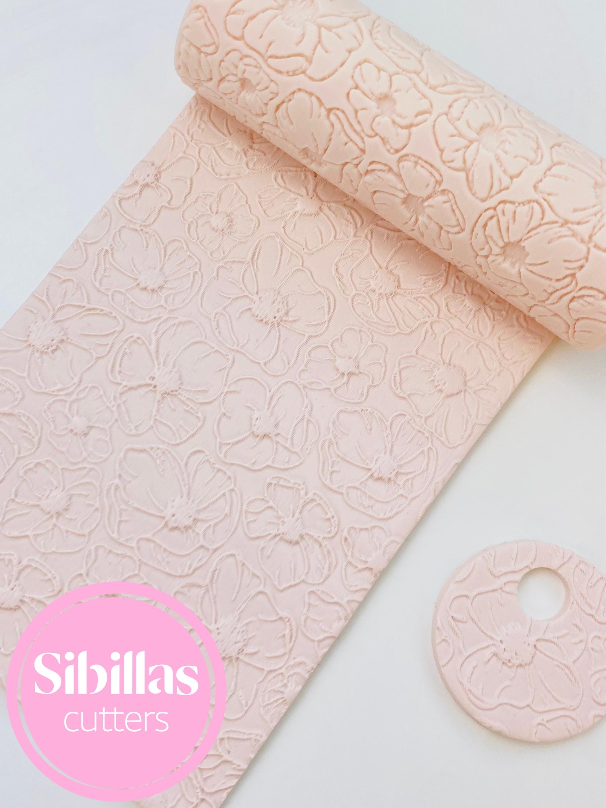 Floral clay texture roller: Flower Pattern Clay Roller for Polymer Clay and Ceramic