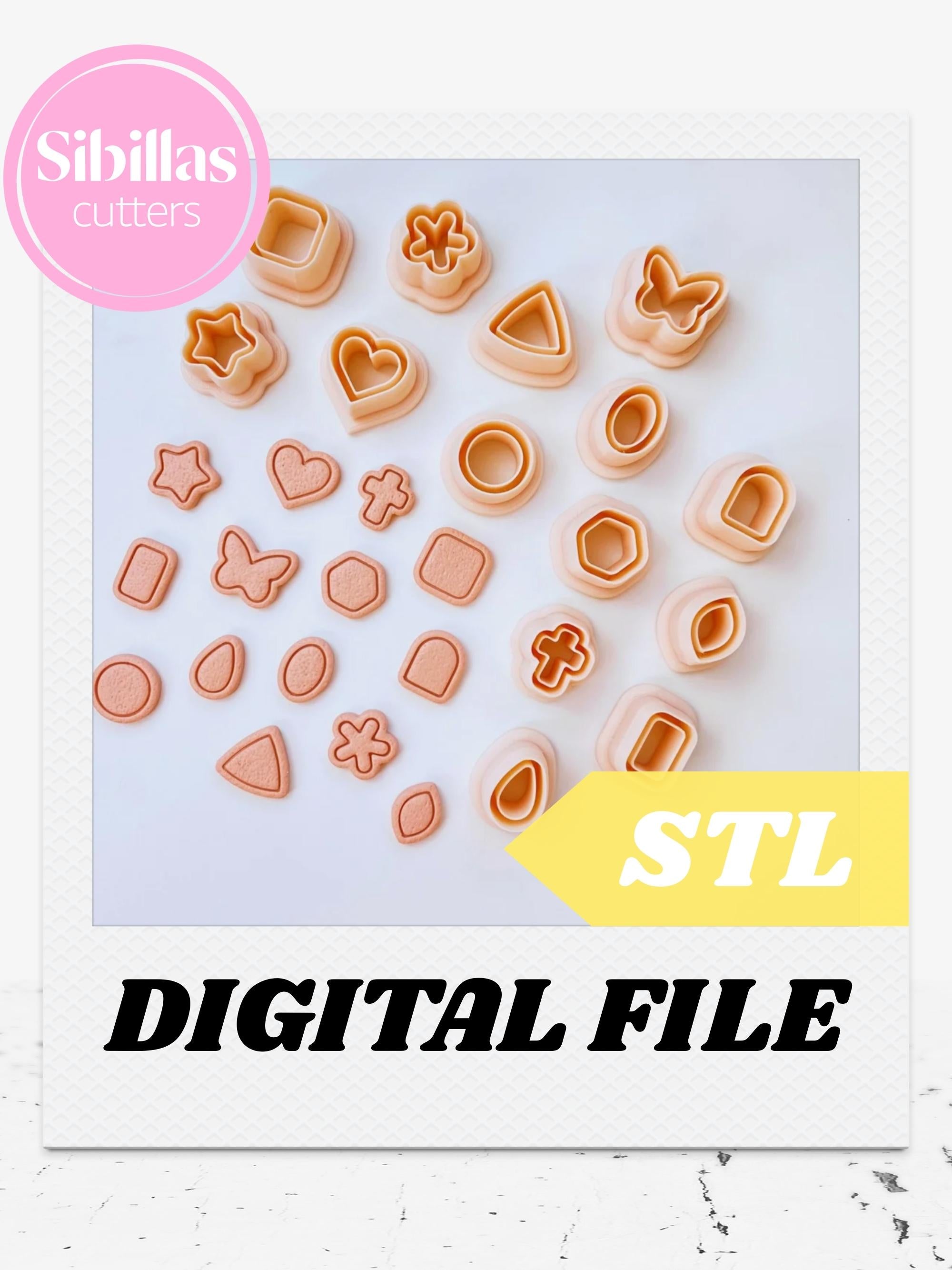 Mini stud clay cutter set STL: minimalist clay cutters with tapered edges (Digital download)