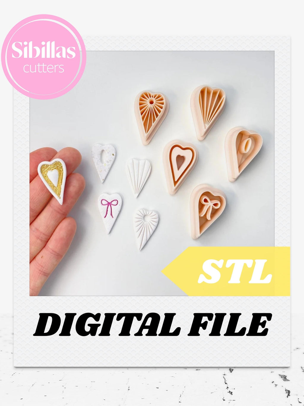Heart hoop clay cutter Set STL file: Valentine's day clay cutters with sharp tapered edges