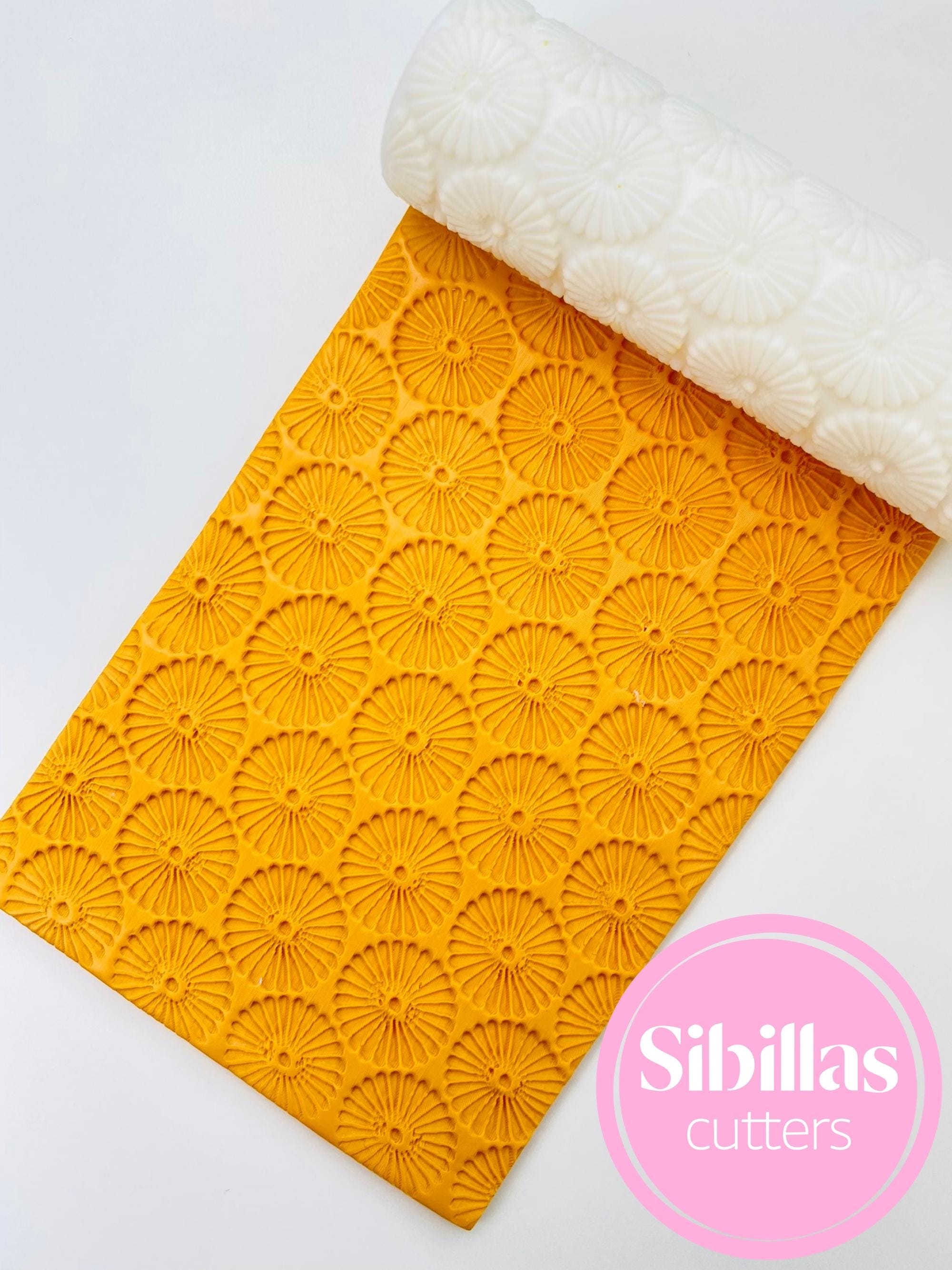 Floral clay texture roller: Sunflower clay stamp