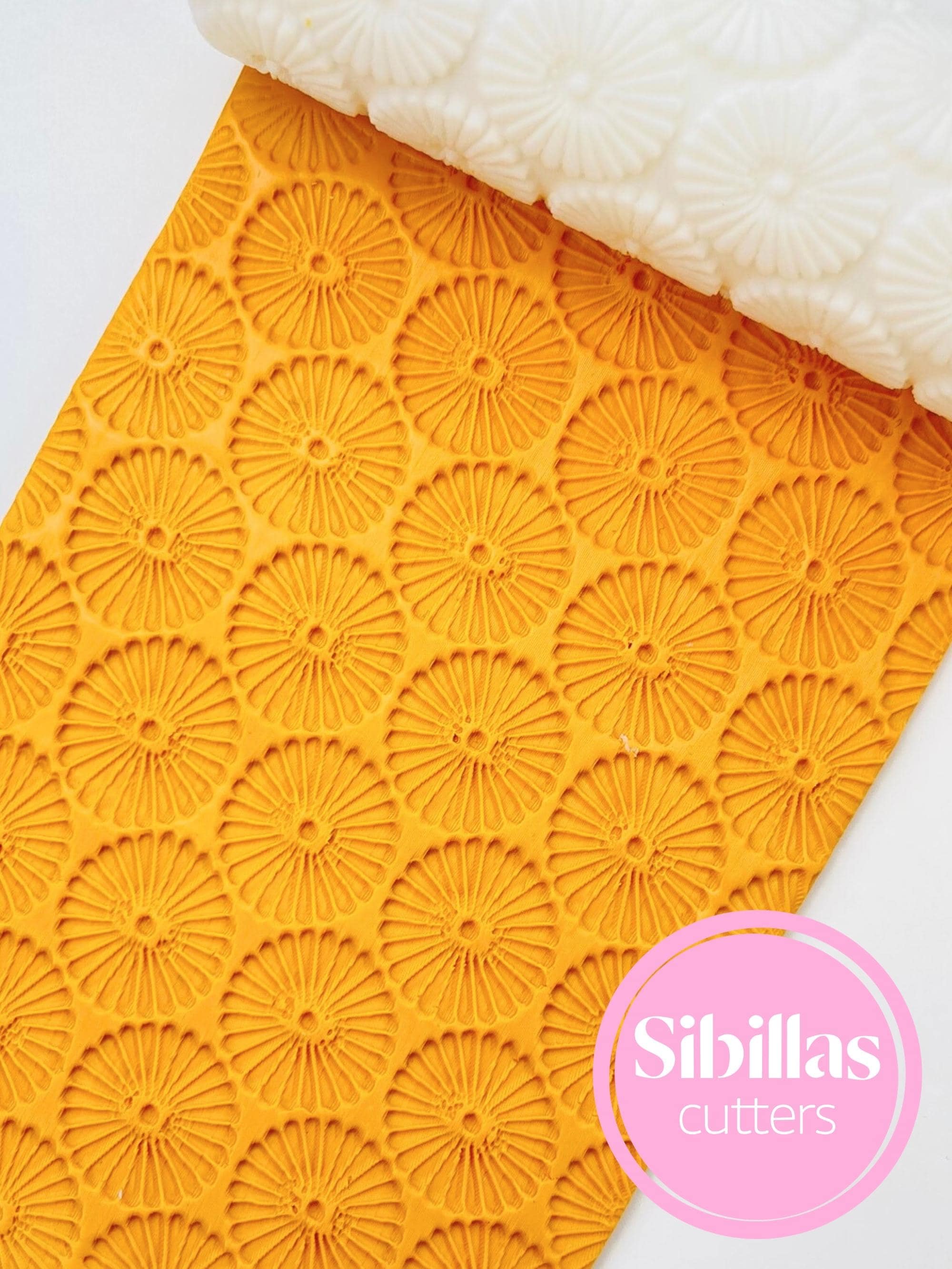 Floral clay texture roller: Sunflower clay stamp