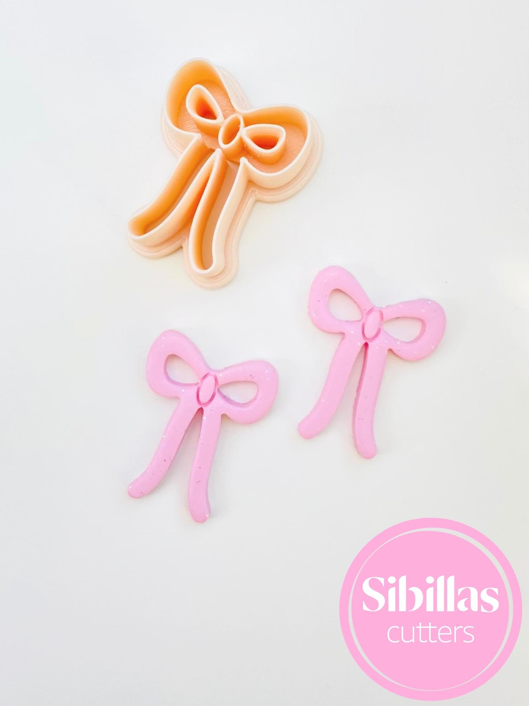 Coquette bow cutter: bow earring clay cutter with sharp tapered edges