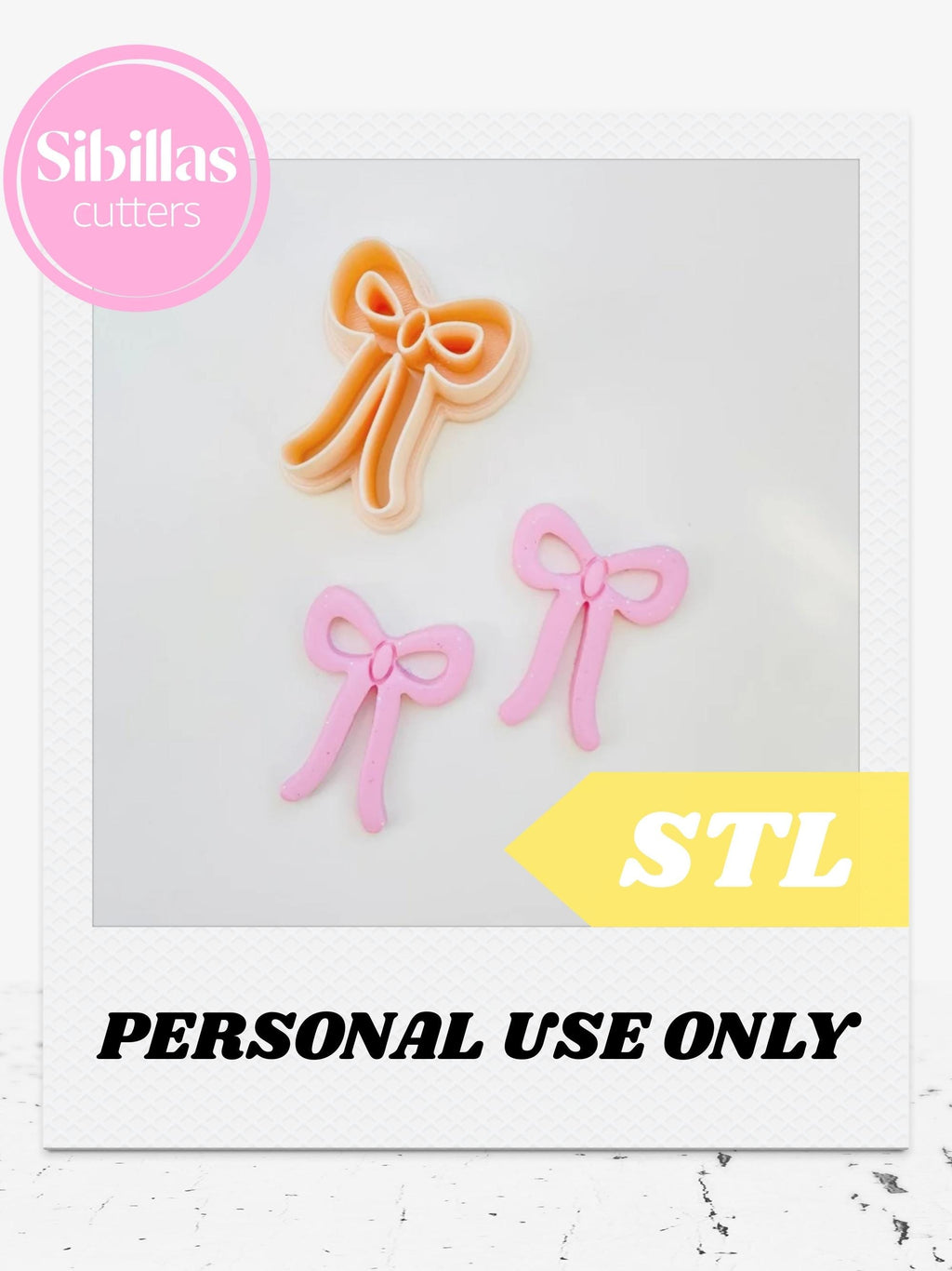 Coquette bow cutter STL: bow earring clay cutter with tapered edges (Digital download)