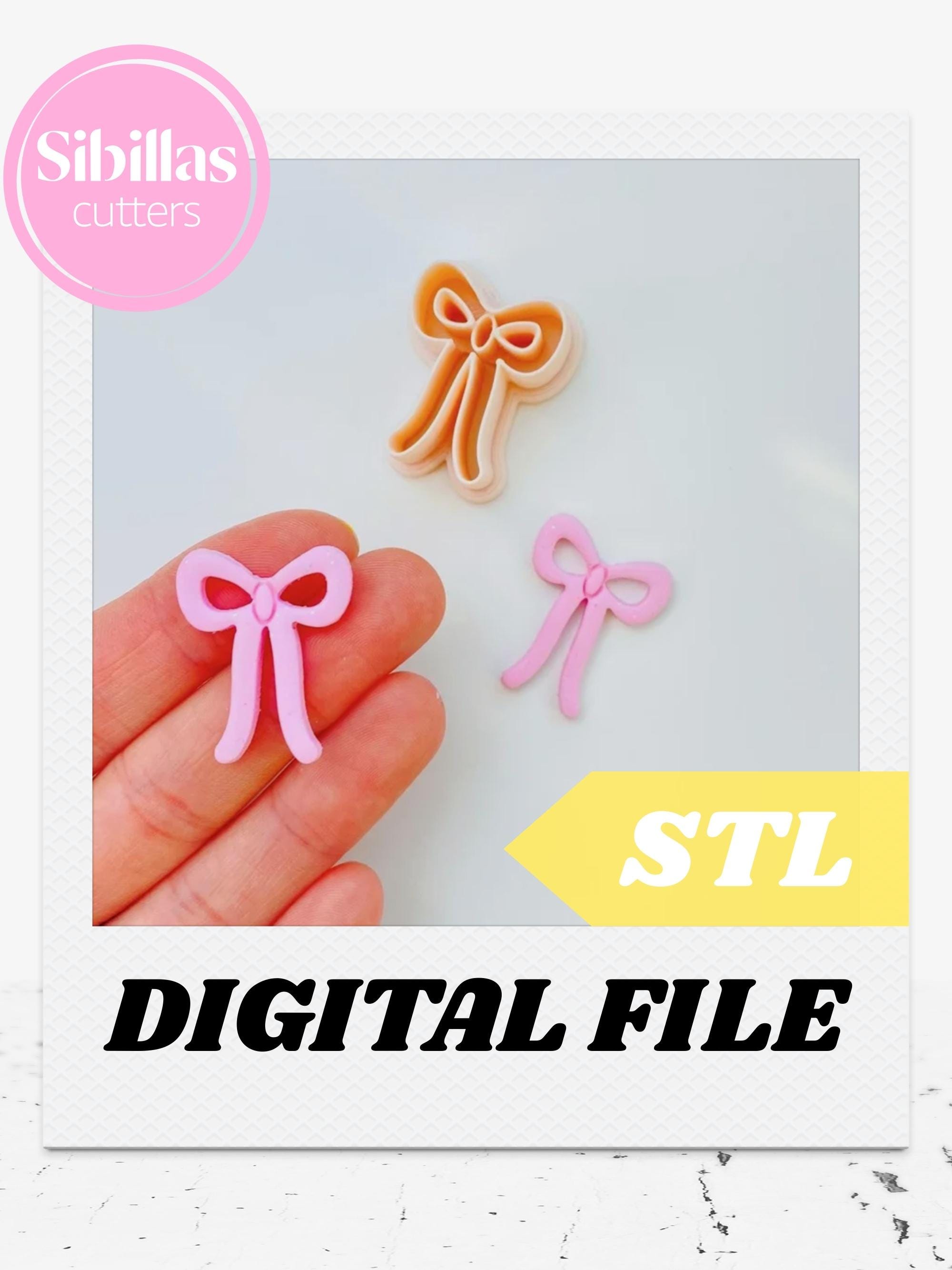 Coquette bow cutter STL: bow earring clay cutter with tapered edges (Digital download)