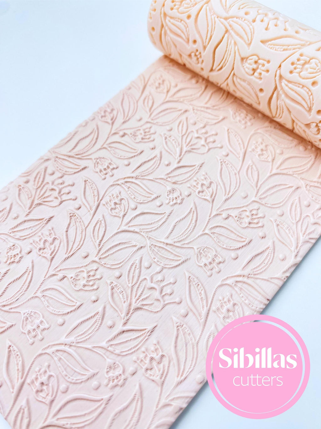 Floral clay texture roller: meadow flowers clay stamp (80mm x 25mm)