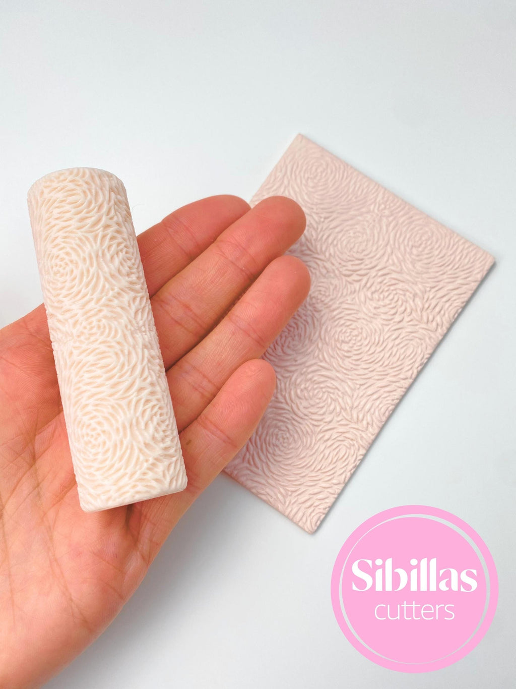 Floral clay texture roller: Rose flowers clay stamp (80mm x 25mm)