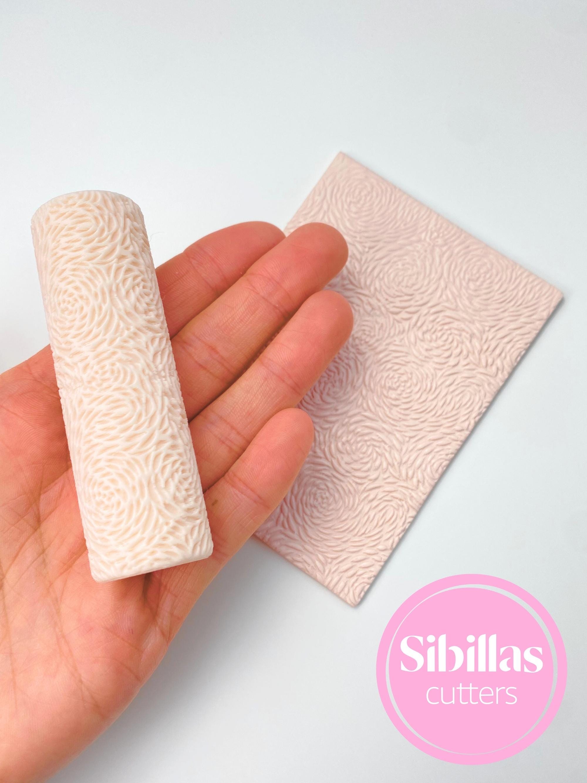 Floral clay texture roller: Rose flowers clay stamp (80mm x 25mm)