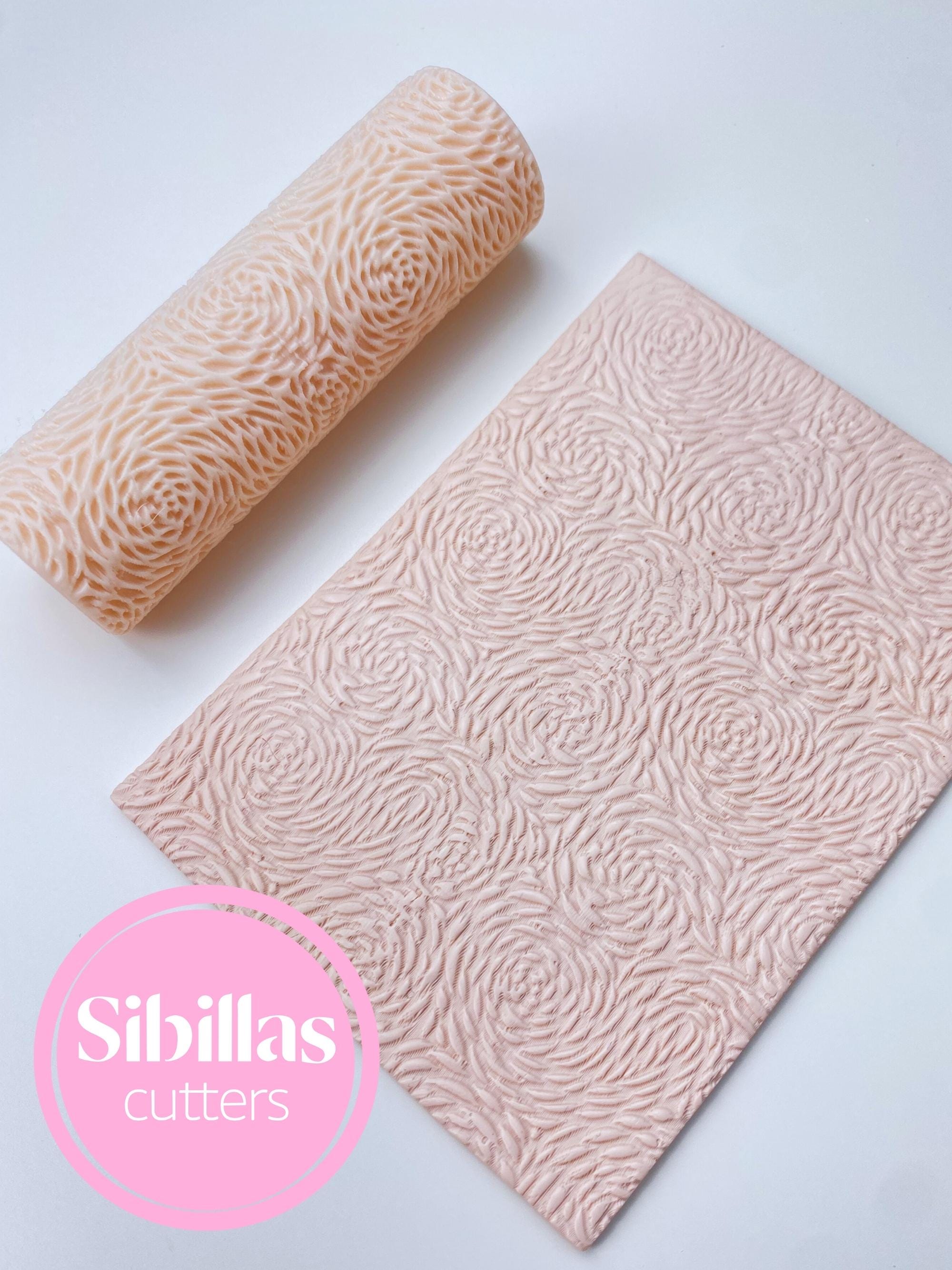 Floral clay texture roller: Rose flowers clay stamp (80mm x 25mm)