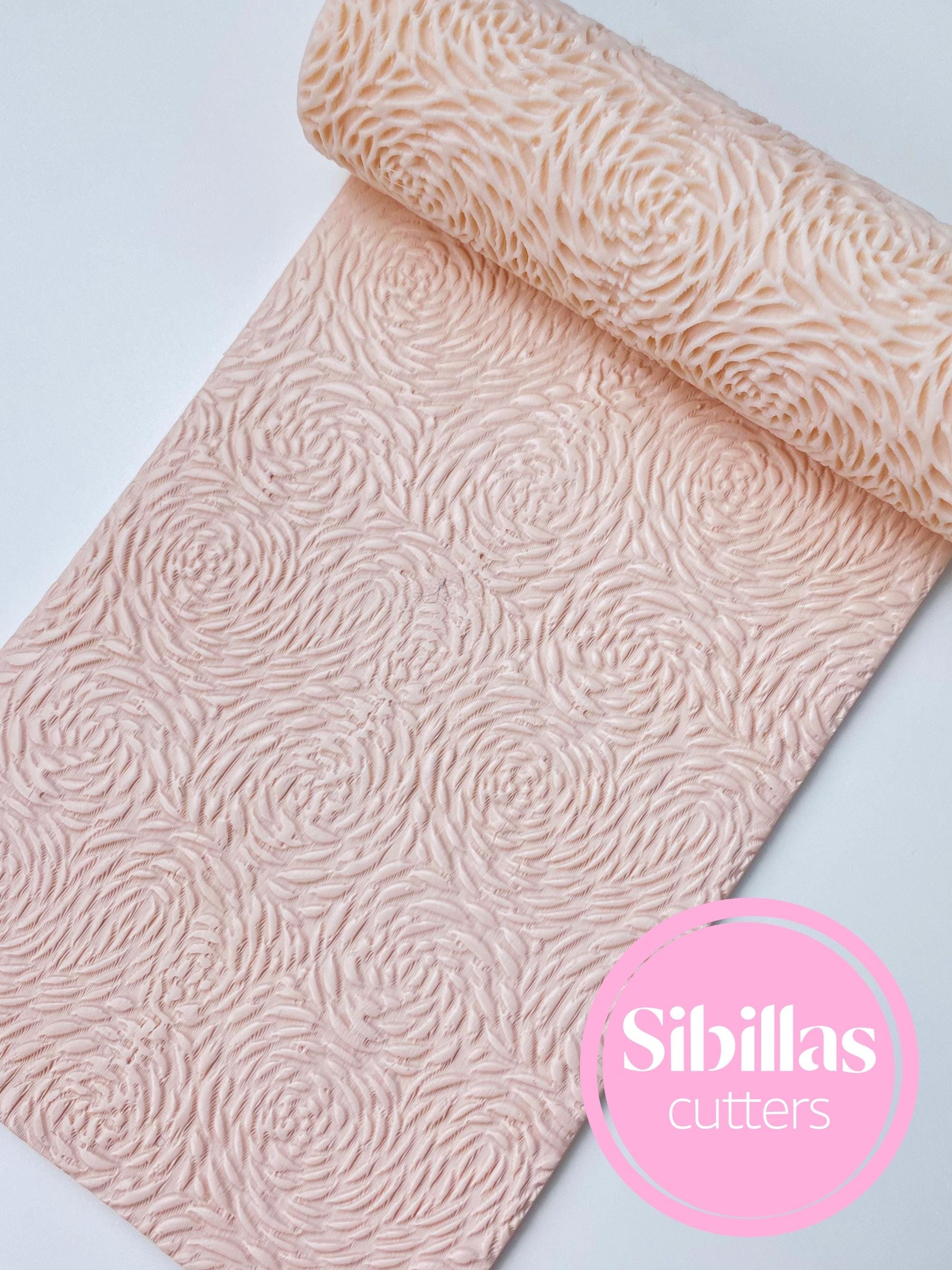 Floral clay texture roller: Rose flowers clay stamp (80mm x 25mm)