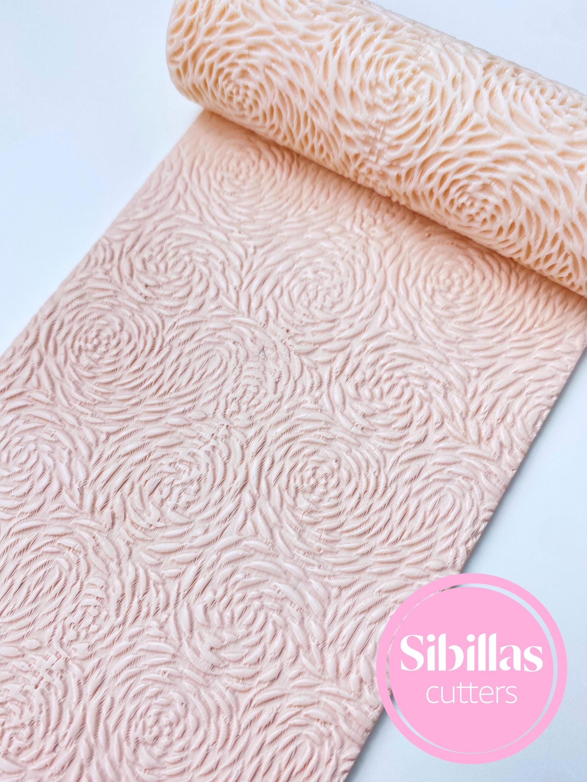 Floral clay texture roller: Rose flowers clay stamp (80mm x 25mm)