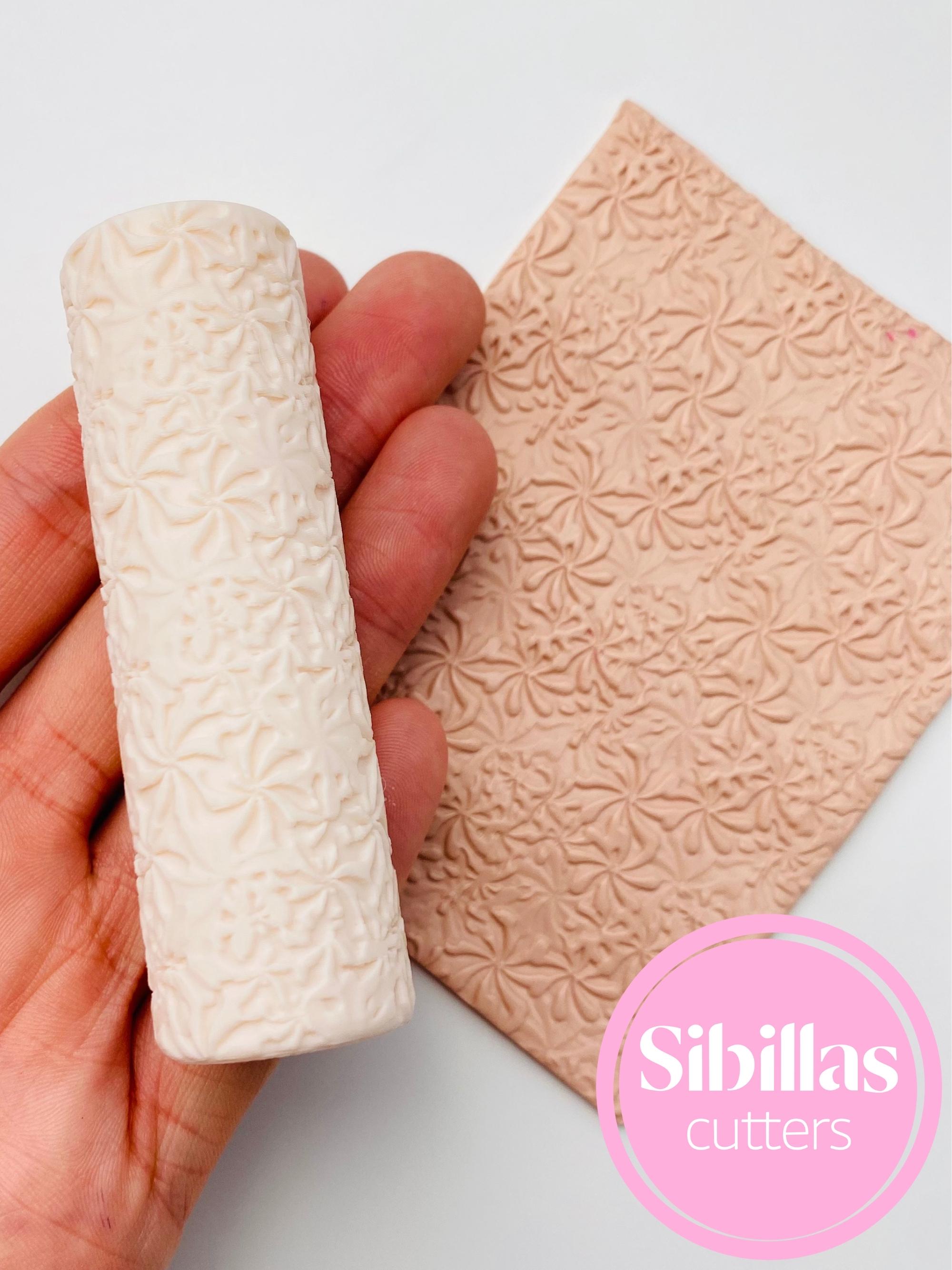 Floral clay texture roller: Abstract Flower pattern for polymer clay and ceramic