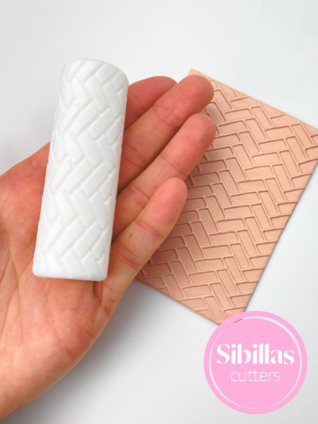 Brick clay roller: Embossing ceramic hands roller for polymer clay