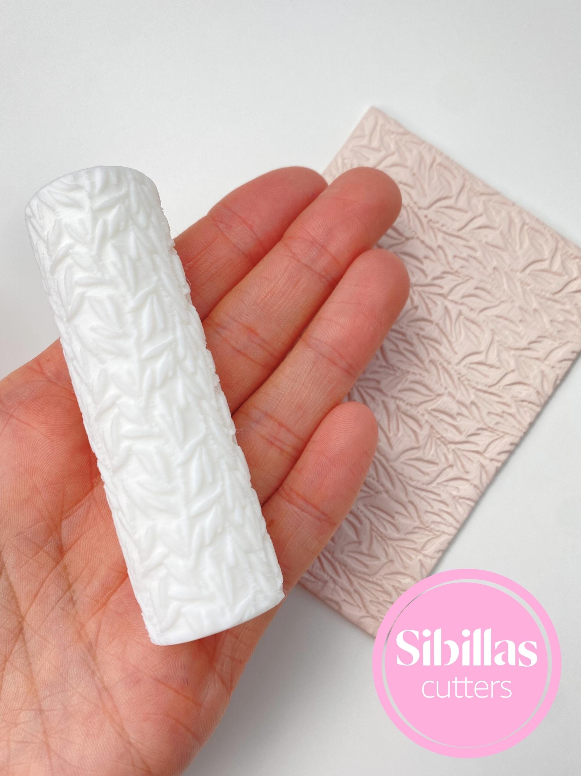 Floral texture roller: Leaf texture rolling pins (80mm x 25mm)