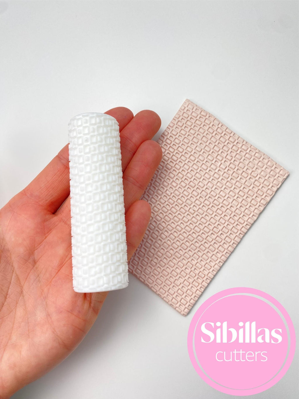 Grid texture roller: Geometric hands roller for polymer clay
