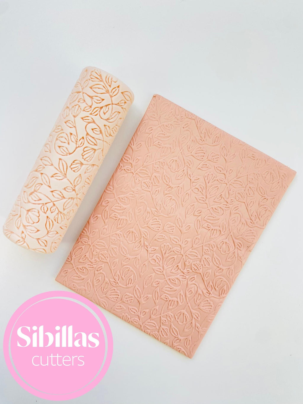 Meadow flowers clay stamp: Floral clay texture roller (80mm x 25mm)