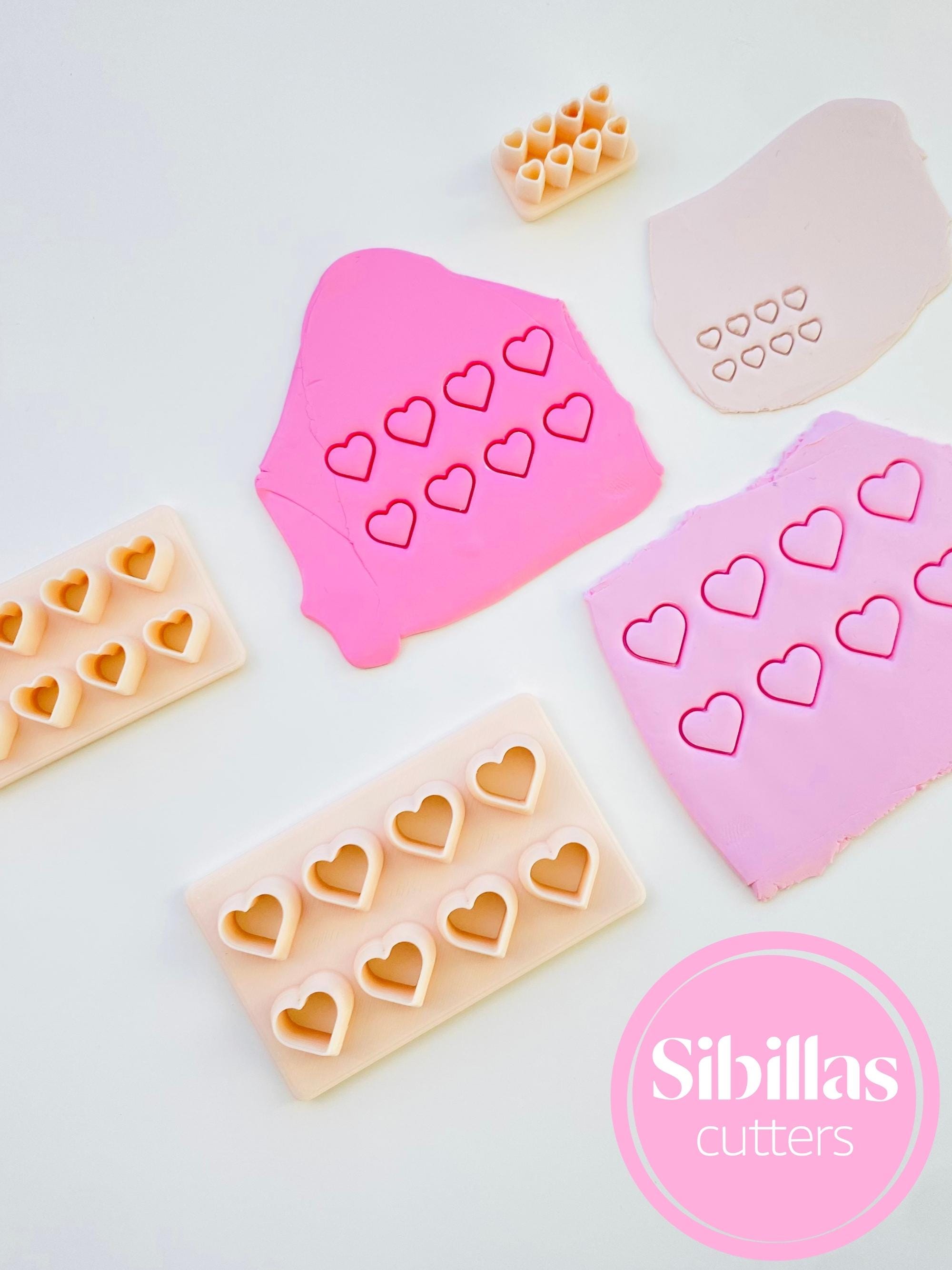 Micro heart cutters: Hearts cluster cutter for polymer clay