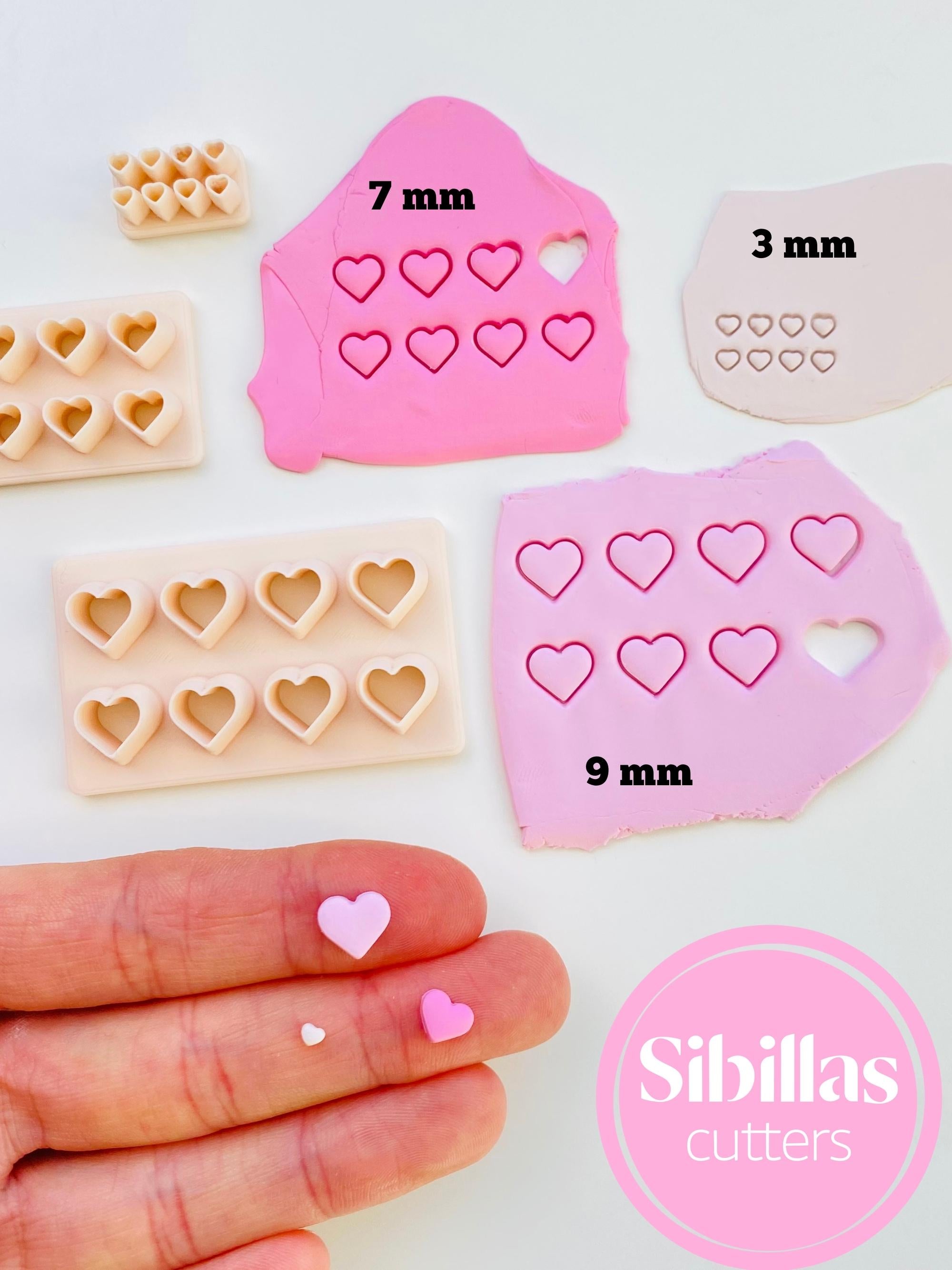 Micro heart cutters: Hearts cluster cutter for polymer clay