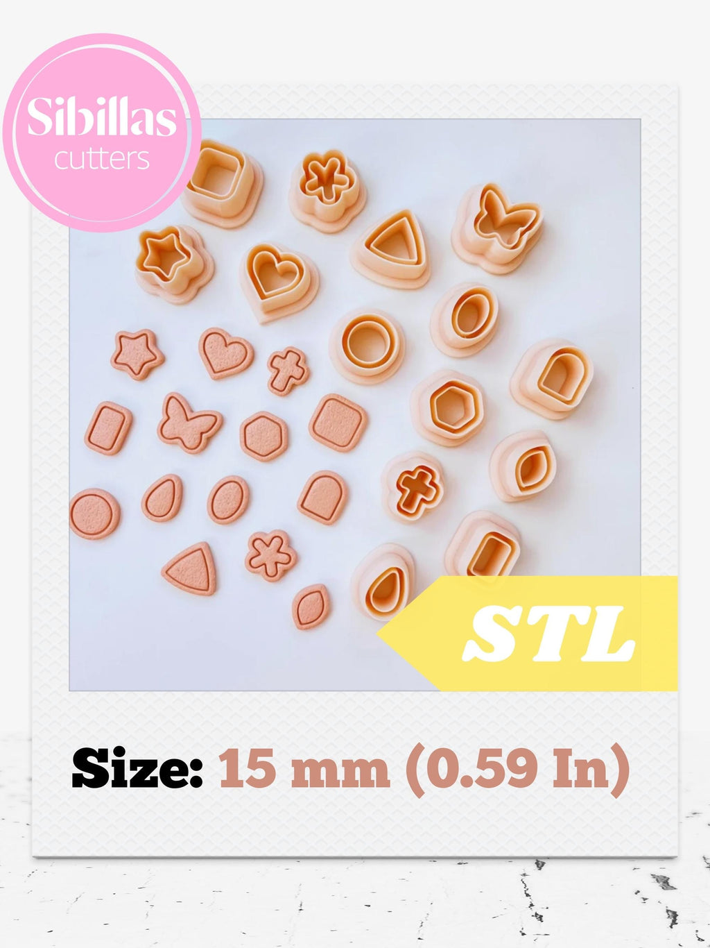 Mini stud clay cutter set STL: minimalist clay cutters with tapered edges (Digital download)