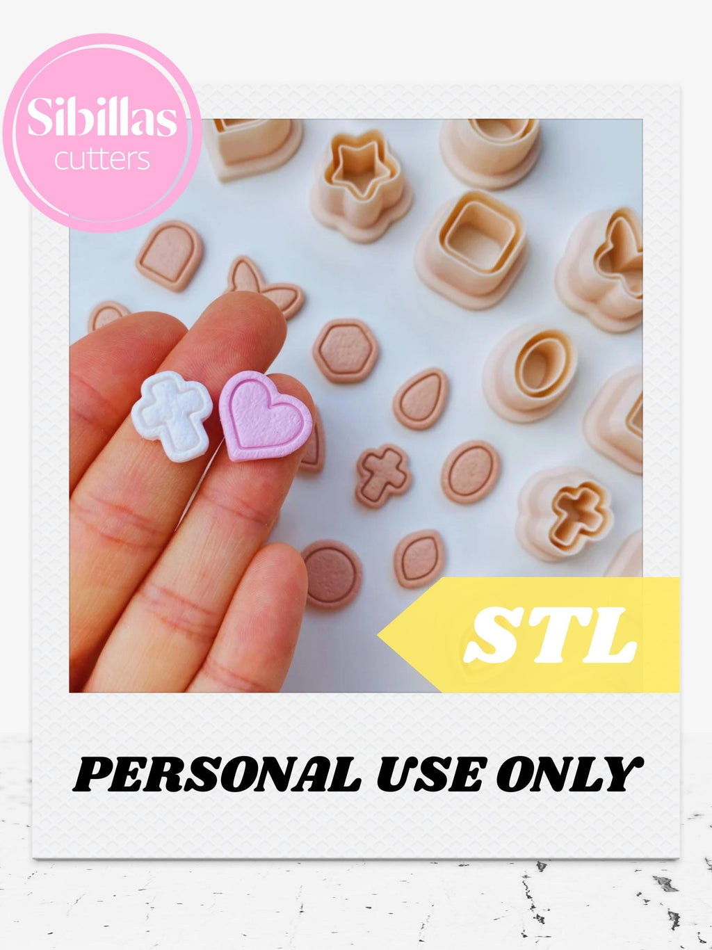 Mini stud clay cutter set STL: minimalist clay cutters with tapered edges (Digital download)