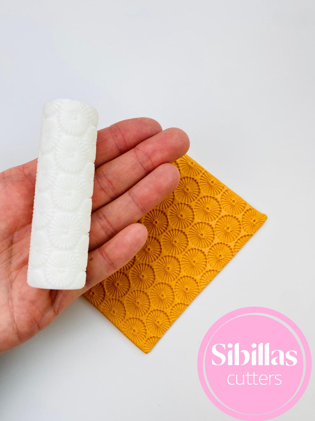 Floral clay texture roller: Sunflower clay stamp