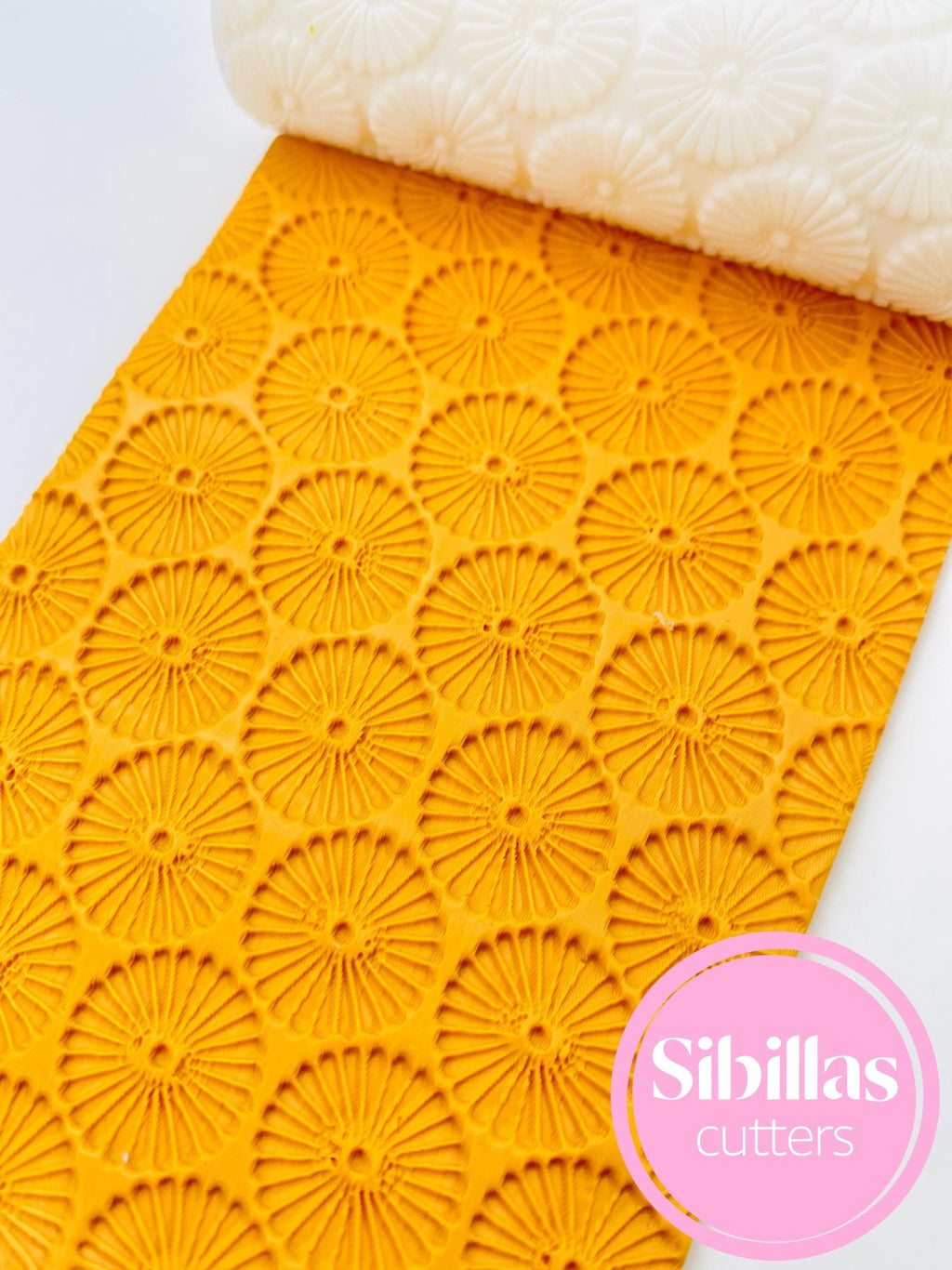 Floral clay texture roller: Sunflower clay stamp