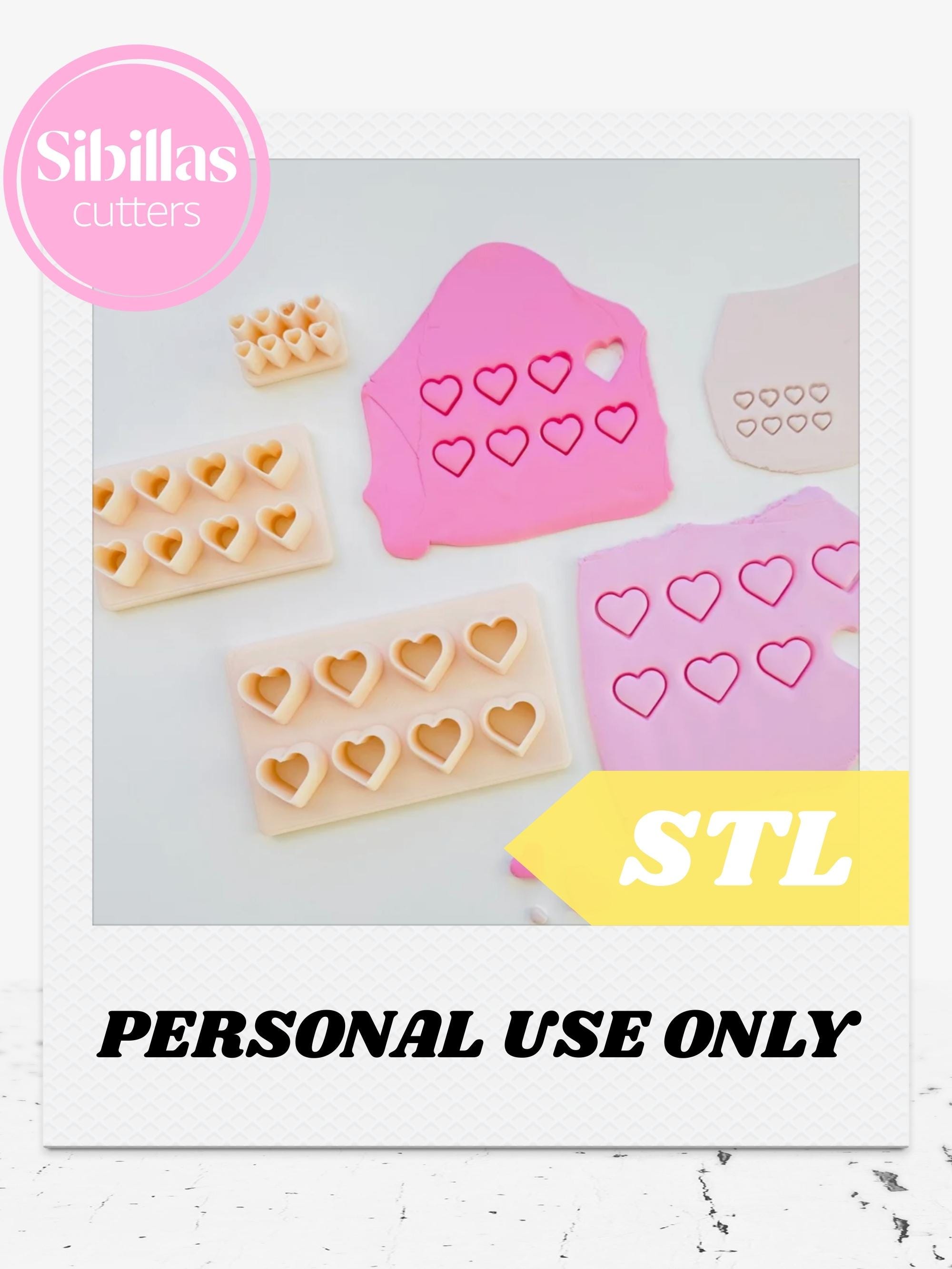 Micro heart cutters STL: Valentine's Day cluster cutter for polymer clay (Digital Download)