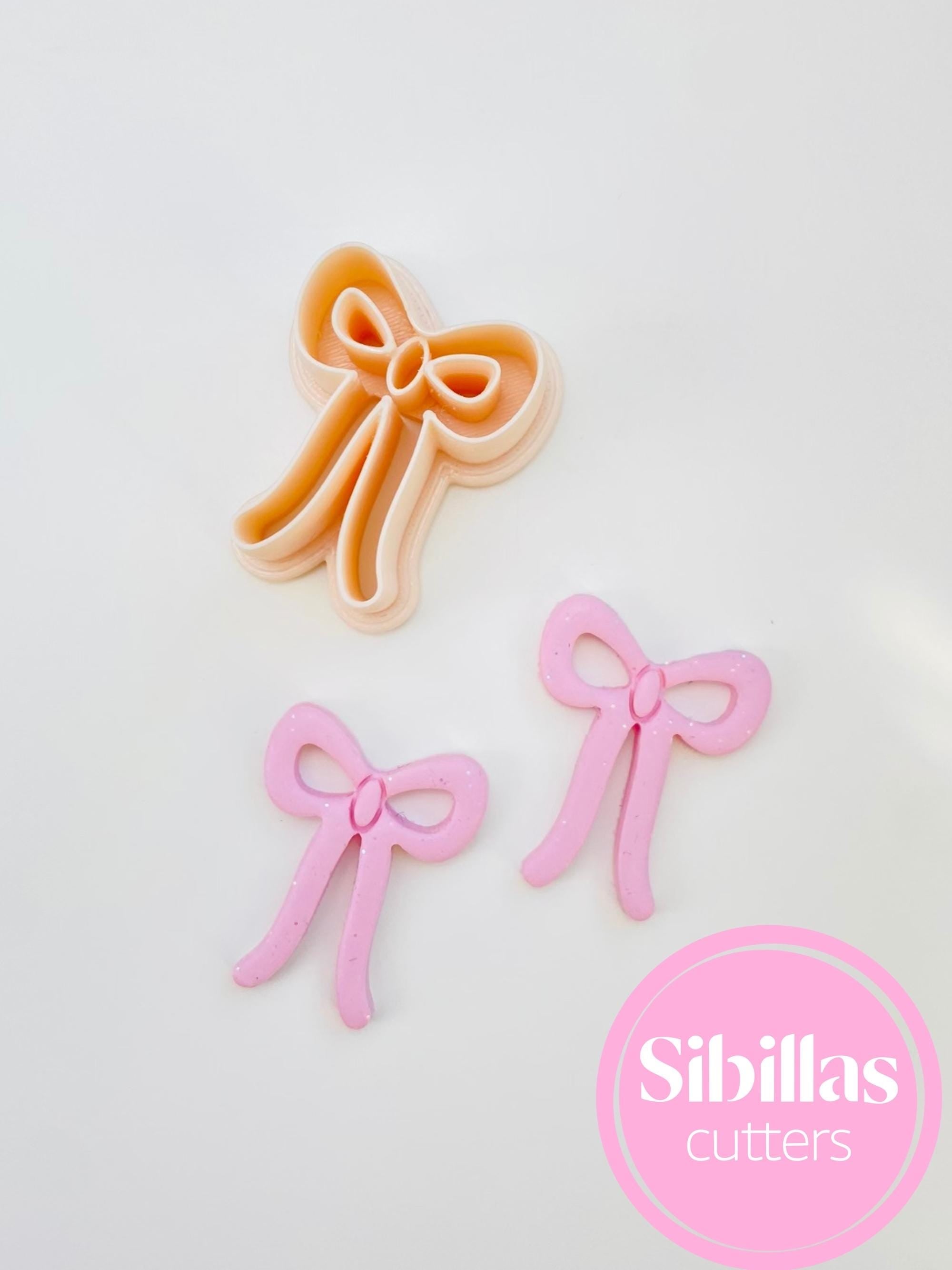 Coquette bow cutter: bow earring clay cutter with sharp tapered edges