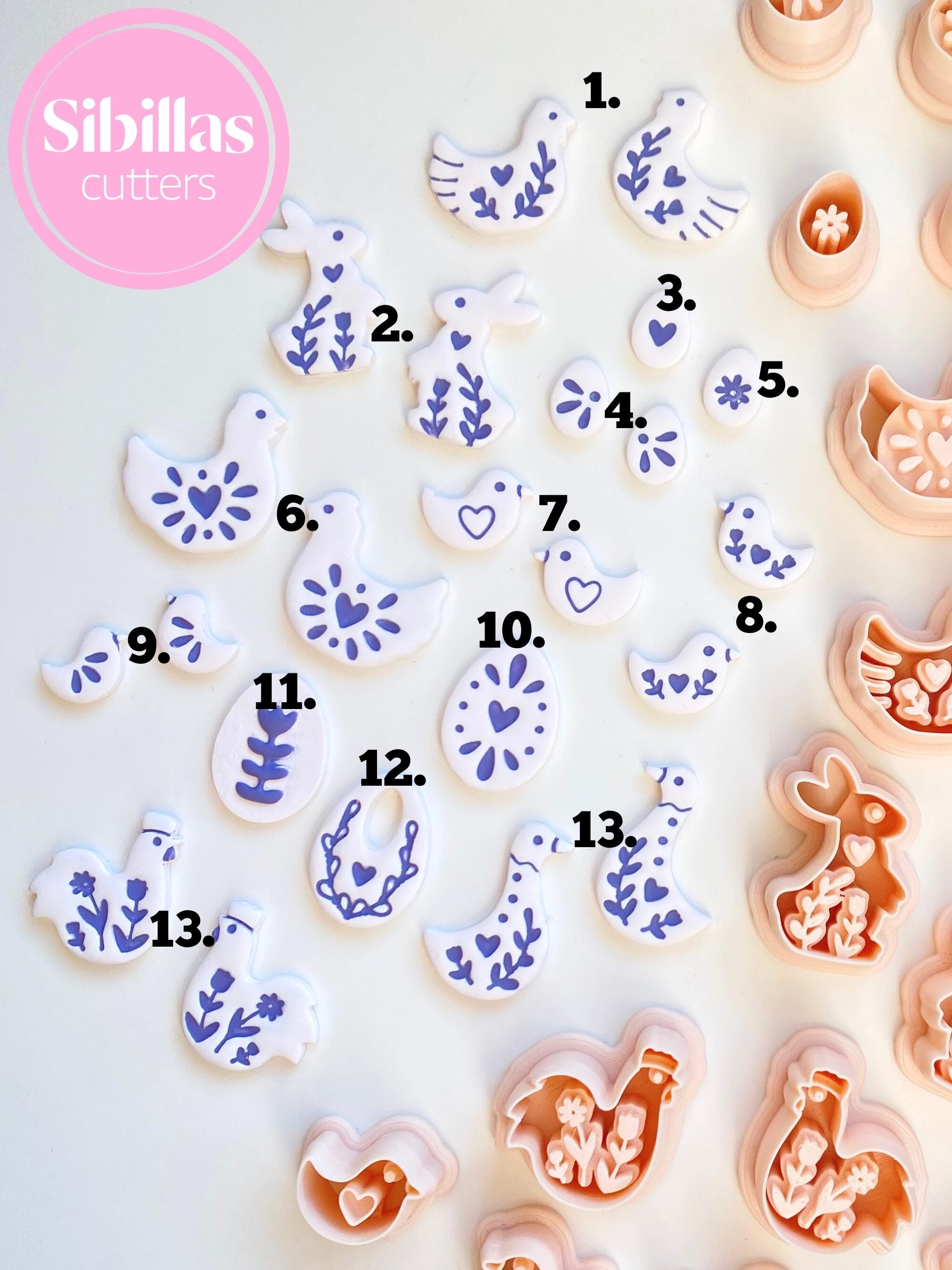 Folk Art Easter Clay Cutters: Scandinavian polymer clay earring supply