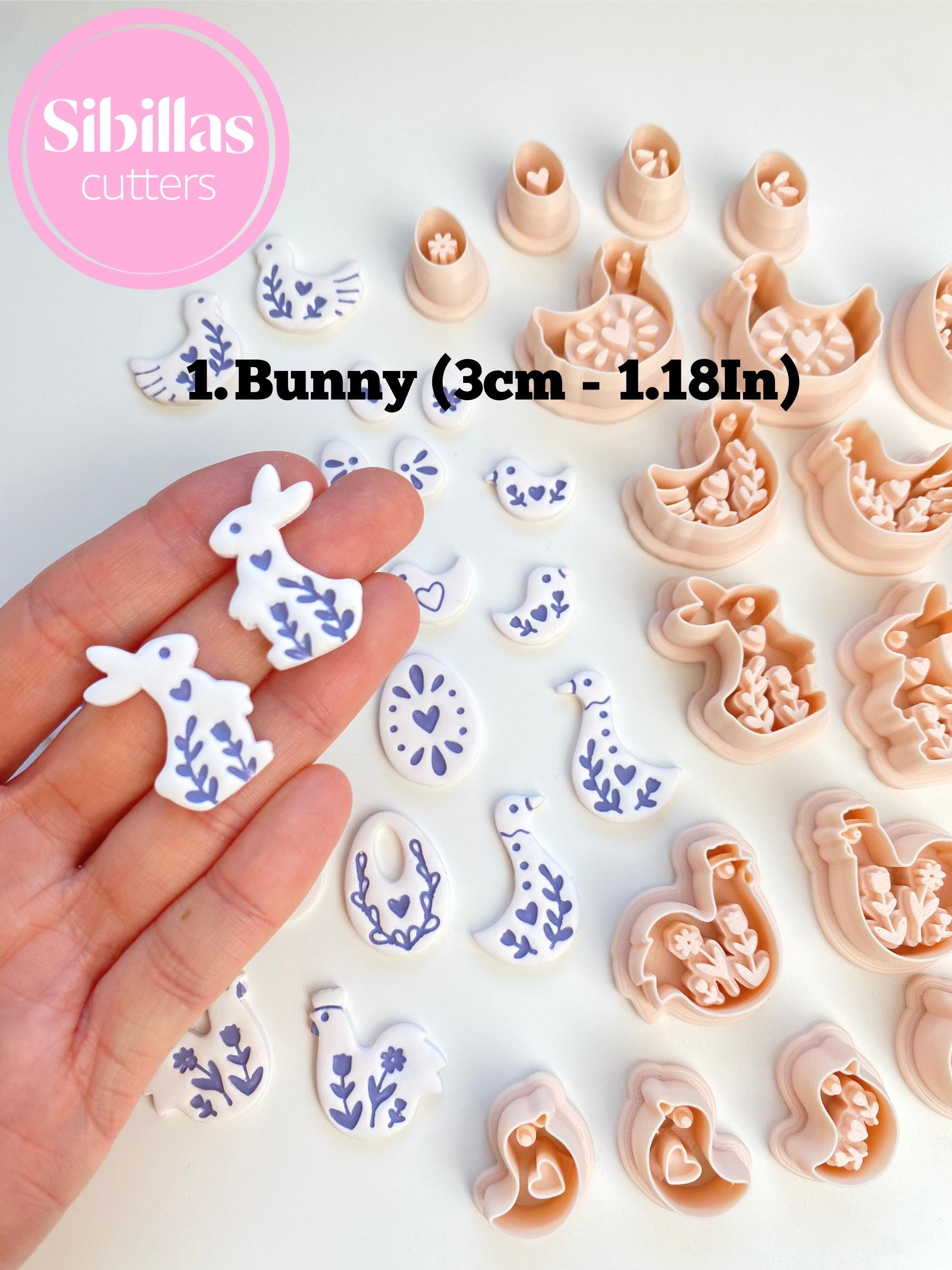Folk Art Easter Clay Cutters: Scandinavian polymer clay earring supply