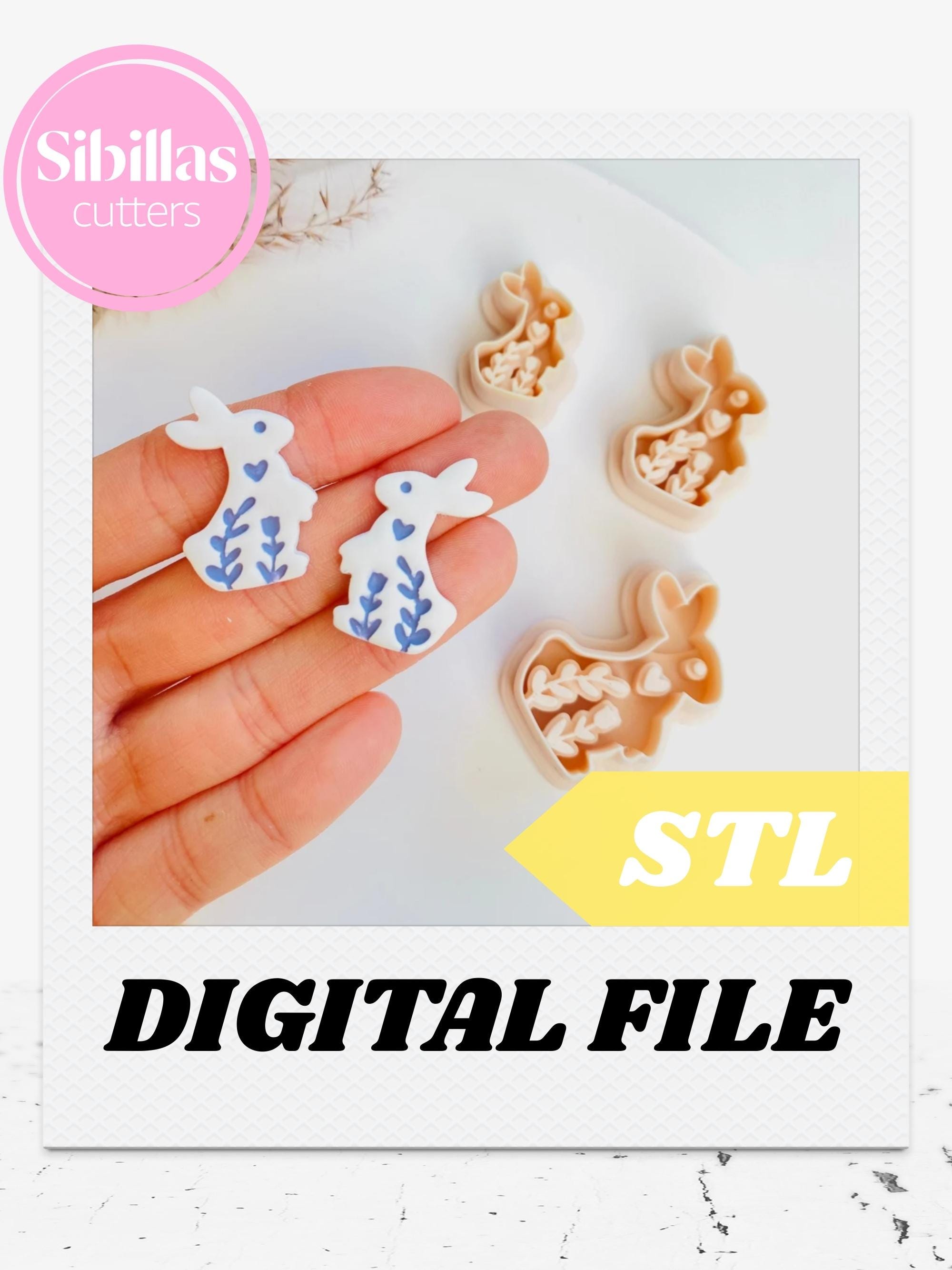 Floral bunny clay cutters STL: easter clay earring cutters (Digital Download)