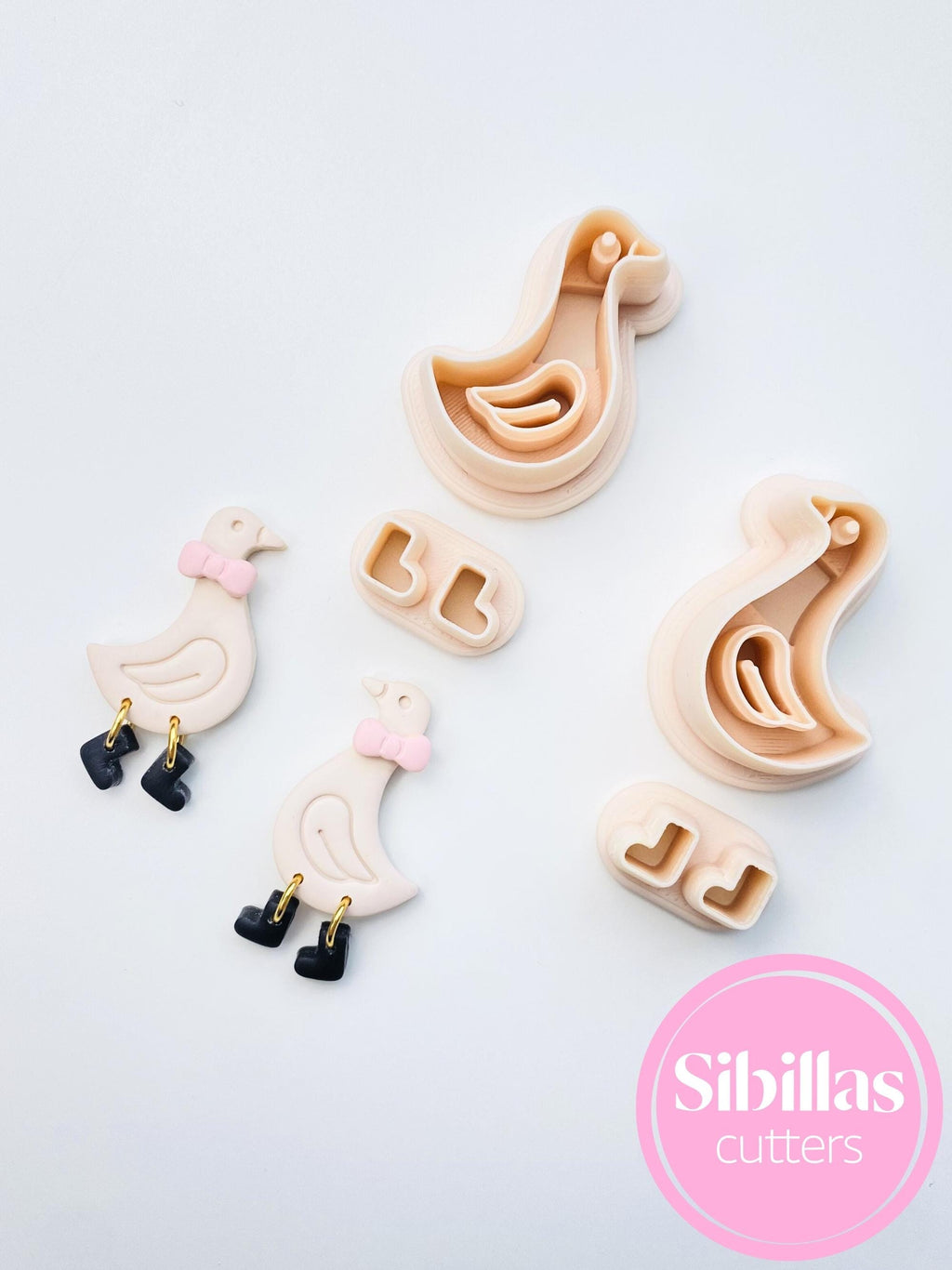 Goose clay cutter set: coquette bow cutter with tapered edges