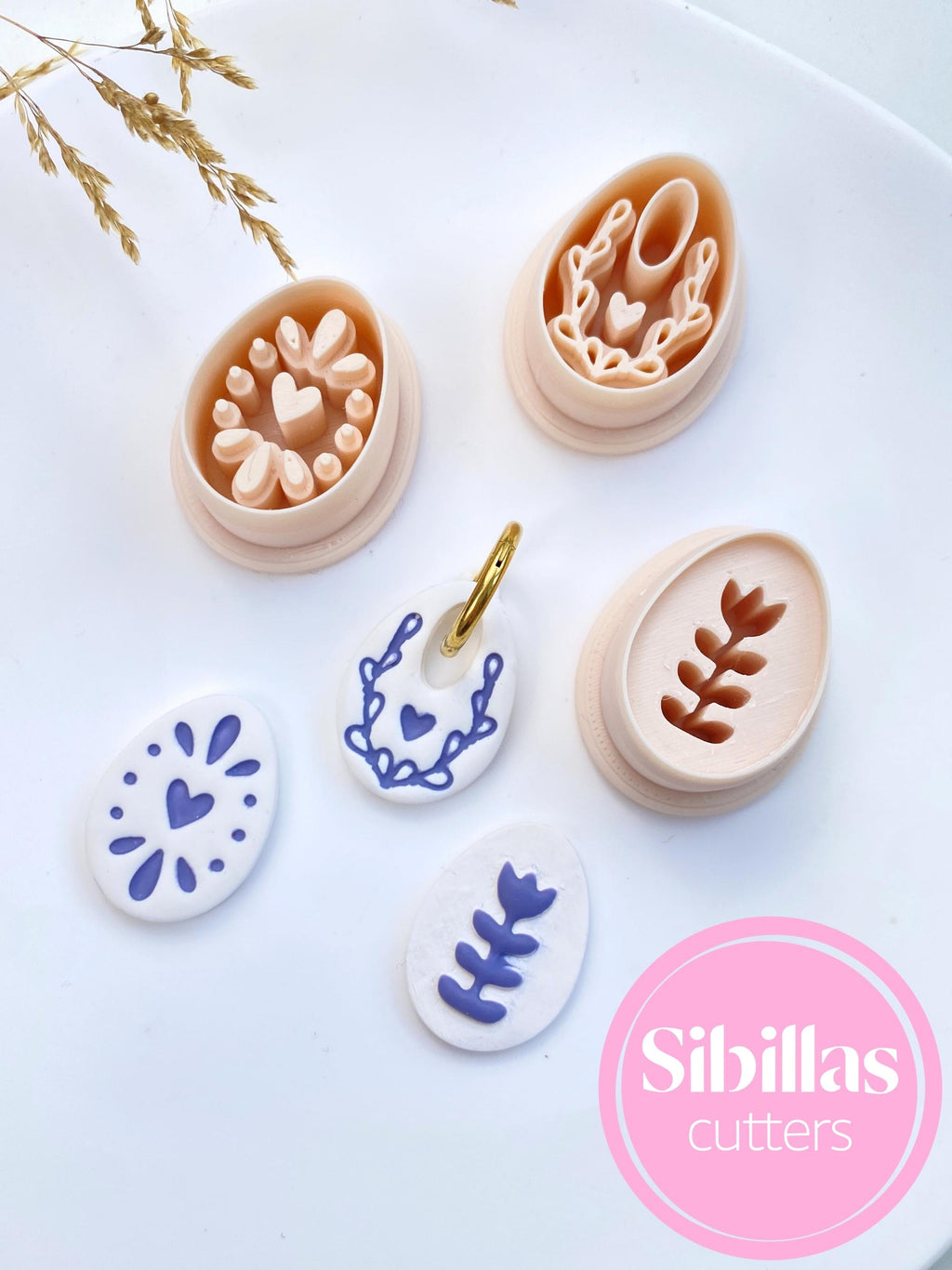 Folk Art Easter Clay Cutters: Easter egg polymer clay earring supply
